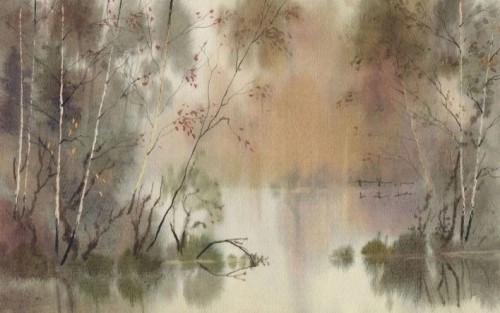 Fototapeta Natura, drzewo i farba akwarelowa