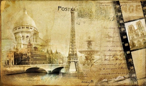 Fototapeta Pocztówka vintage Francja 