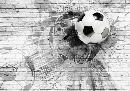 Fototapeta piłka futbolowa na ścianie