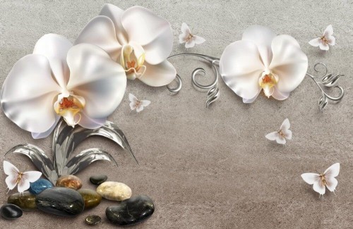 Fototapeta Orchidee i białe motyle 