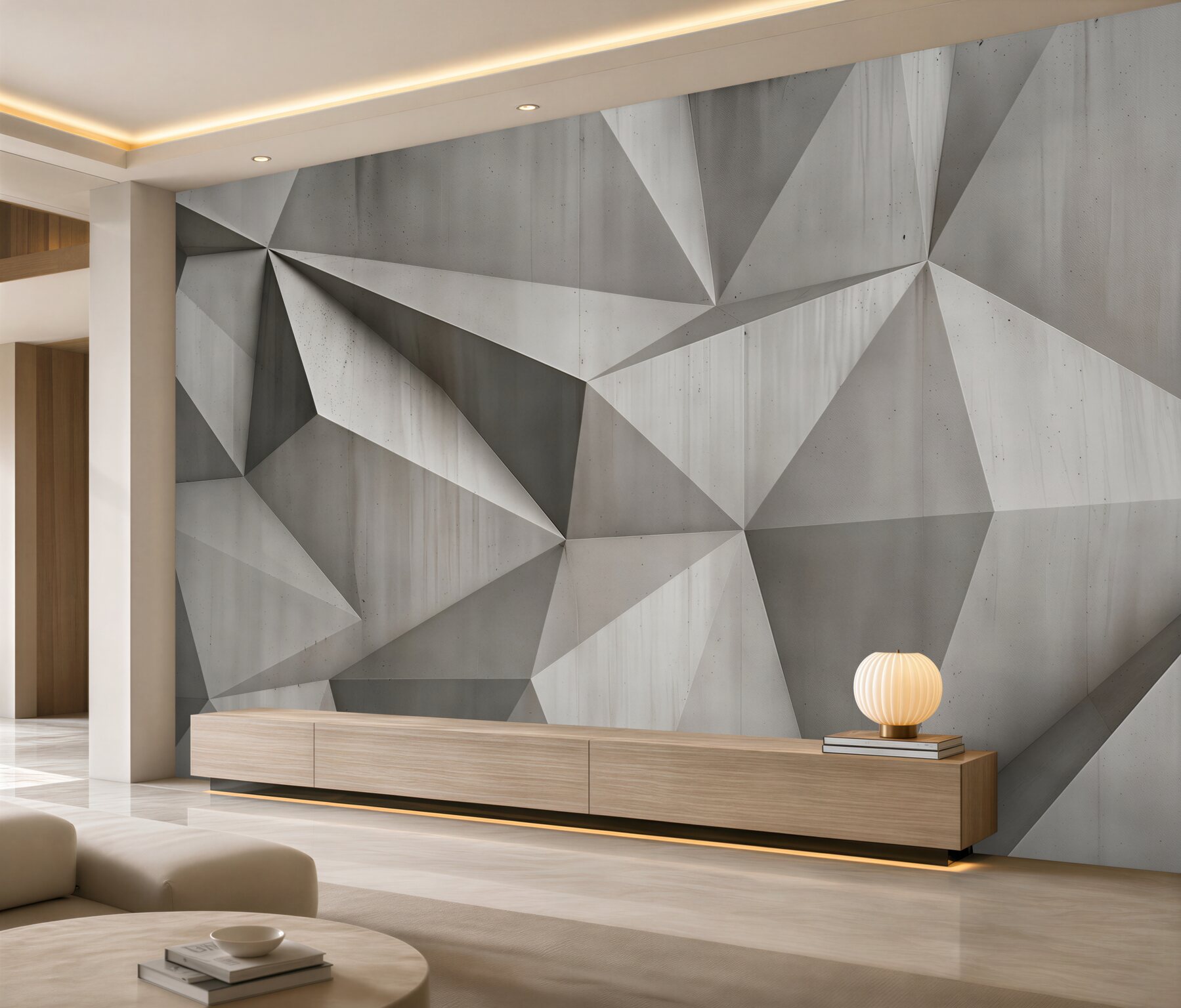 Fototapeta geometryczne trójkąty beżowo szare nowoczesne 3D?v23