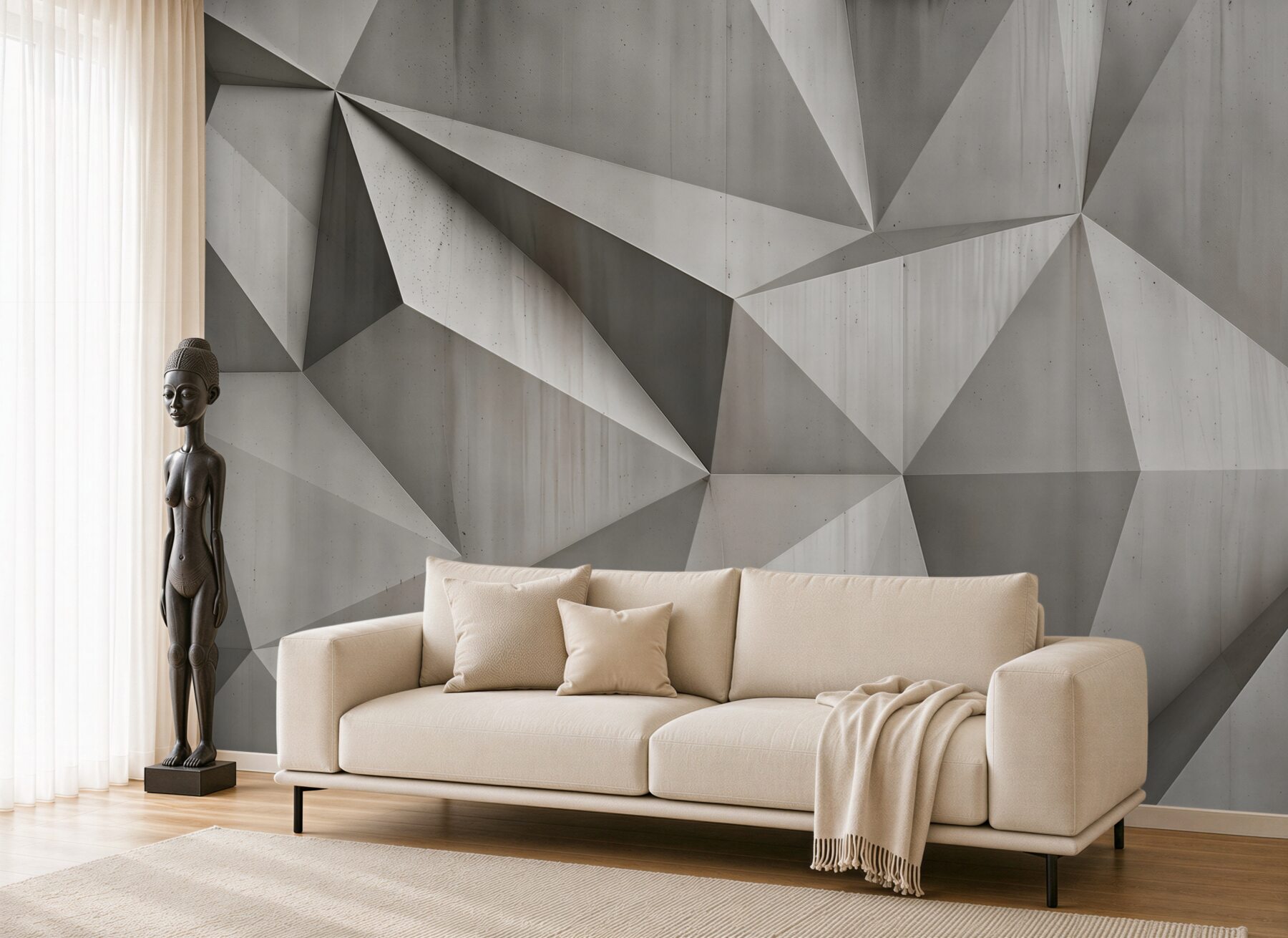 Fototapeta geometryczne trójkąty beżowo szare nowoczesne 3D
