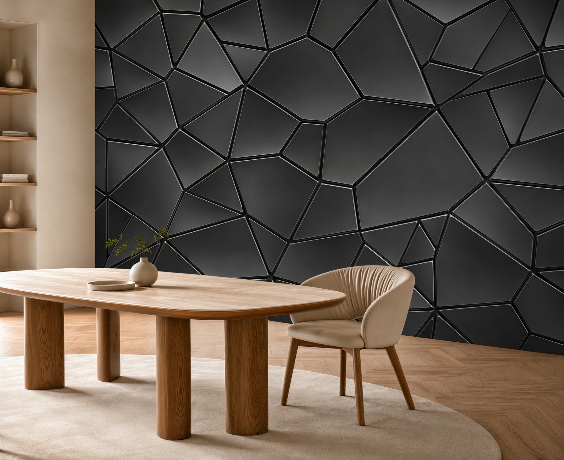 Fototapeta geometryczne szare panele 3D nowoczesna do salonu i biura?v23