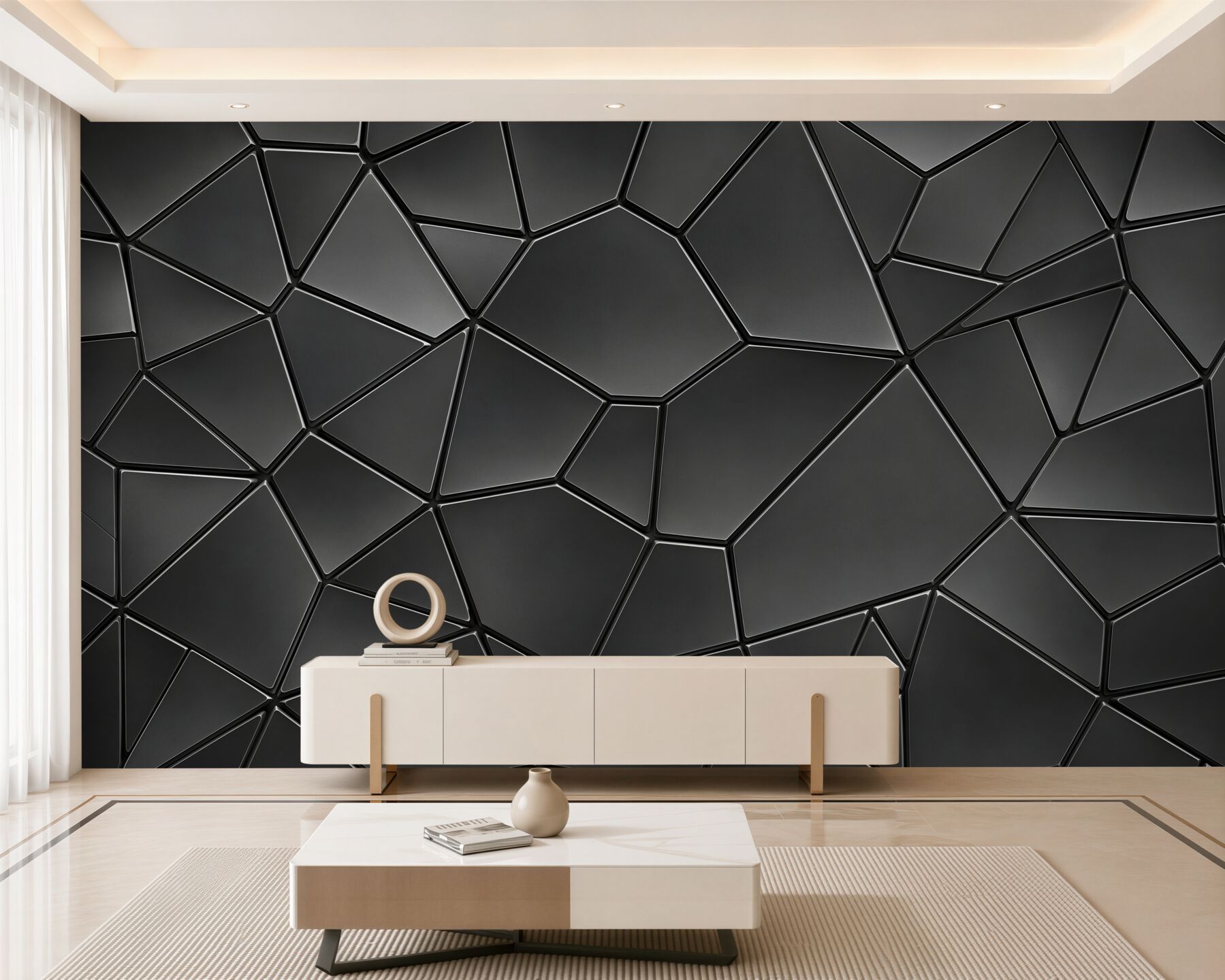 Fototapeta geometryczne szare panele 3D nowoczesna do salonu i biura?v23