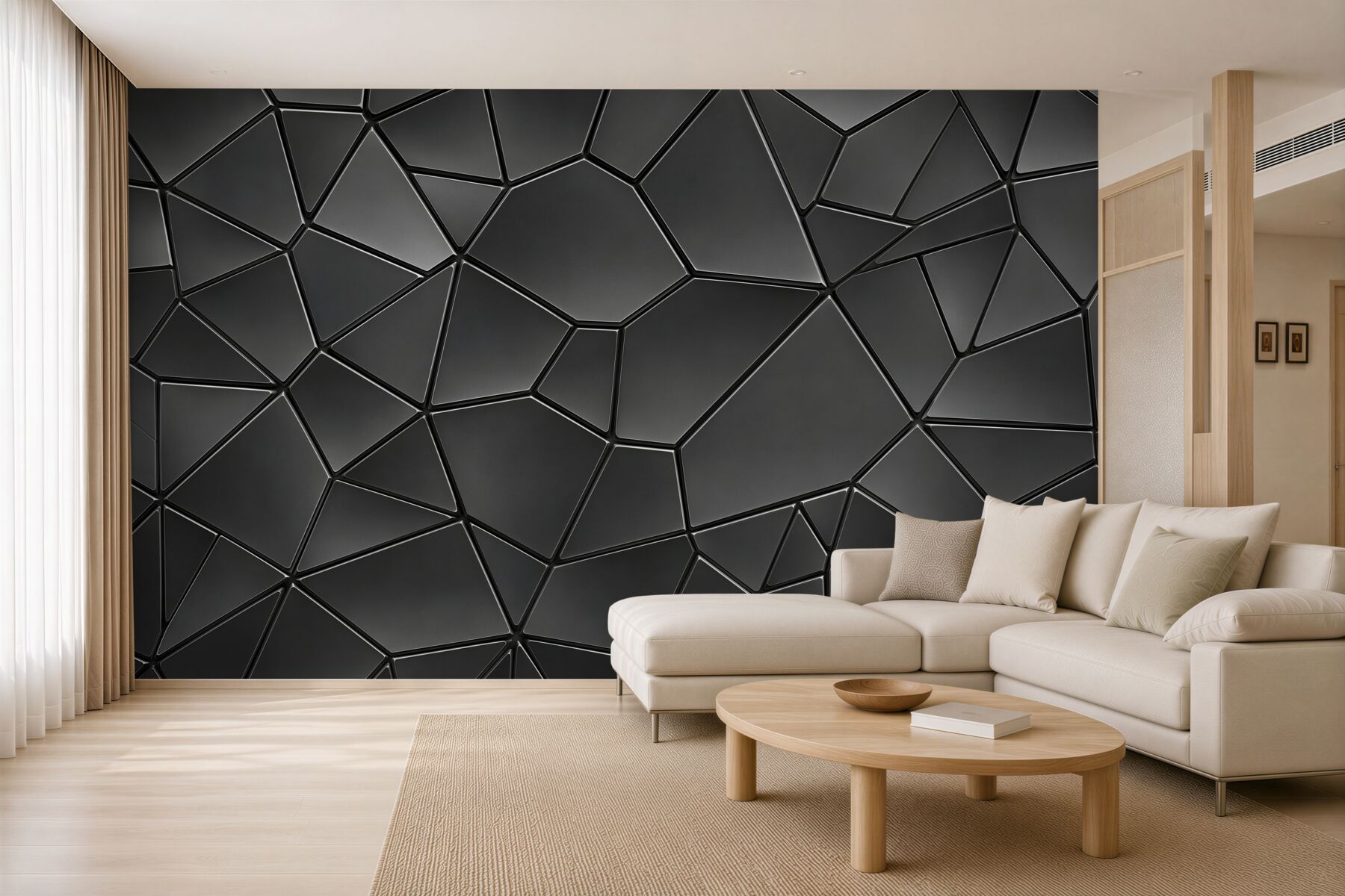 Fototapeta geometryczne szare panele 3D nowoczesna do salonu i biura