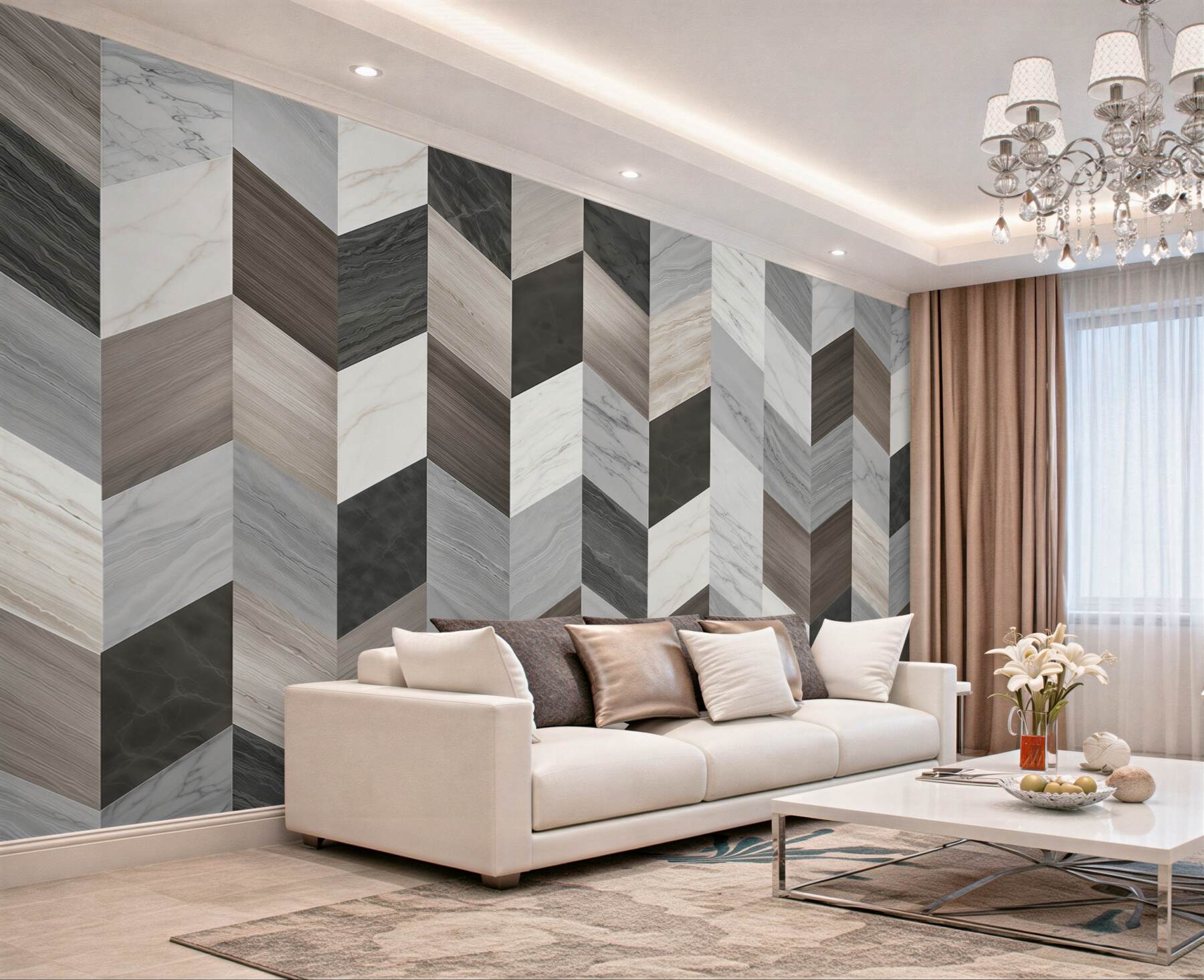 Fototapeta geometryczny marmur szaro beżowy nowoczesny wzór 3D?v23