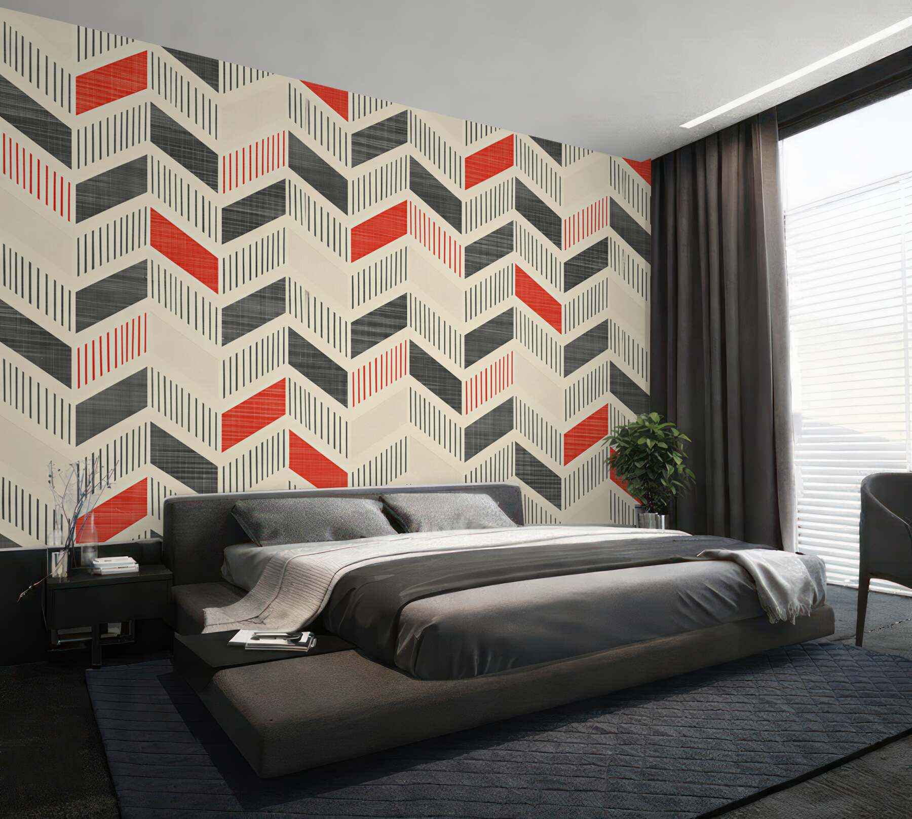 Fototapeta geometryczny wzór beżowo szary z pudrowym różem nowoczesna?v23