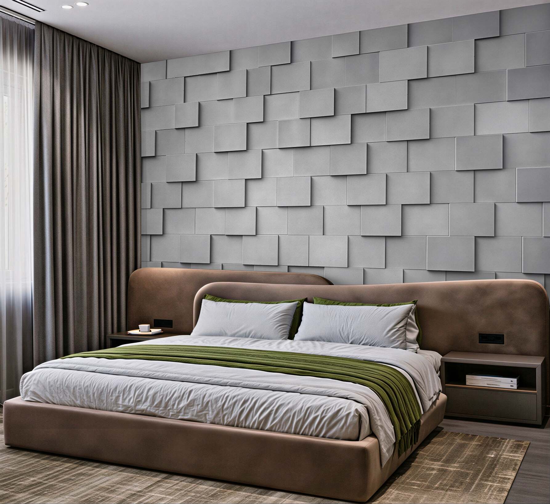 Fototapeta geometryczne panele 3D beżowe nowoczesna ściana?v23