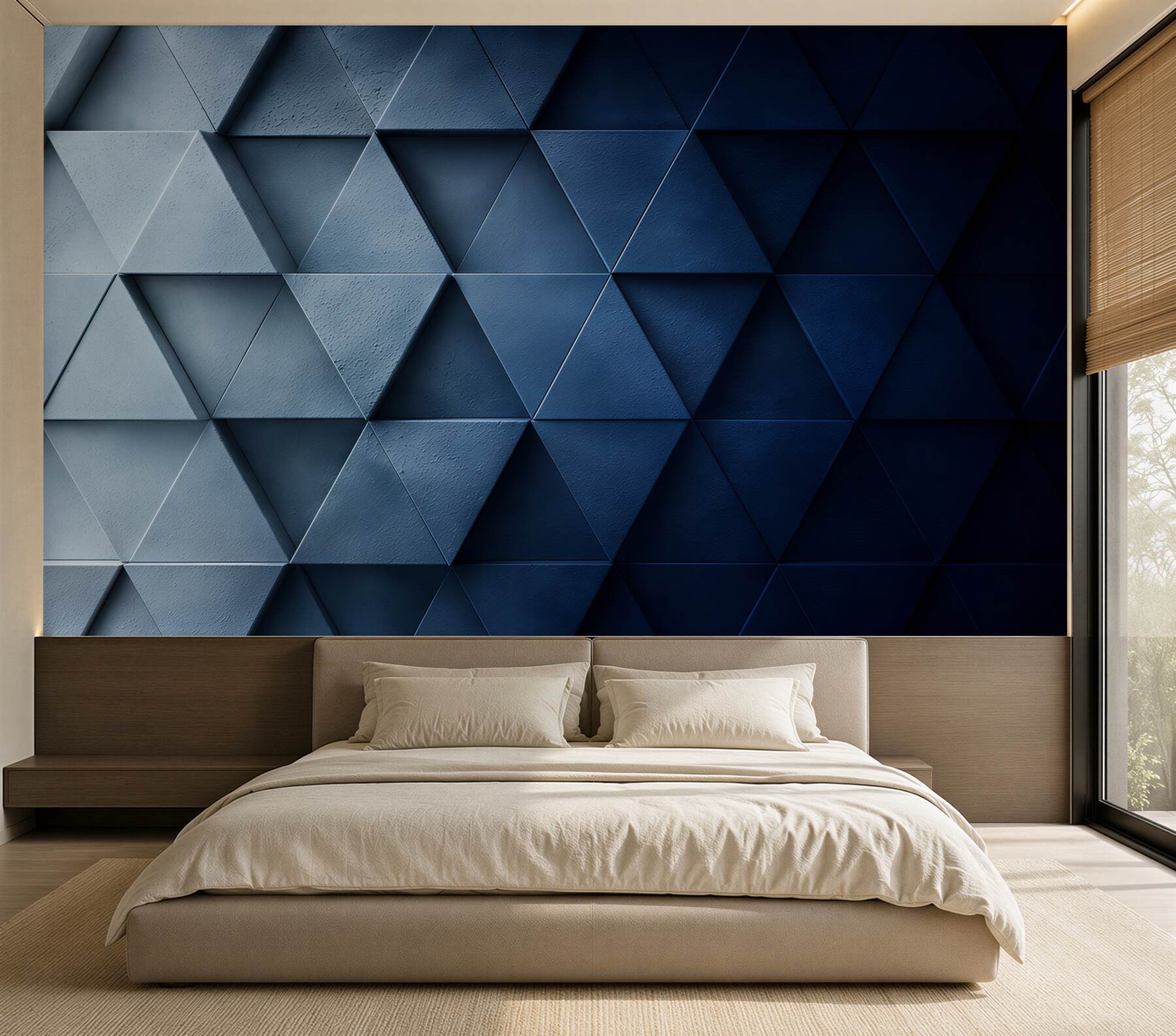 Fototapeta geometryczne trójkąty niebieskie przestrzenne do nowoczesnego wnętrza?v23