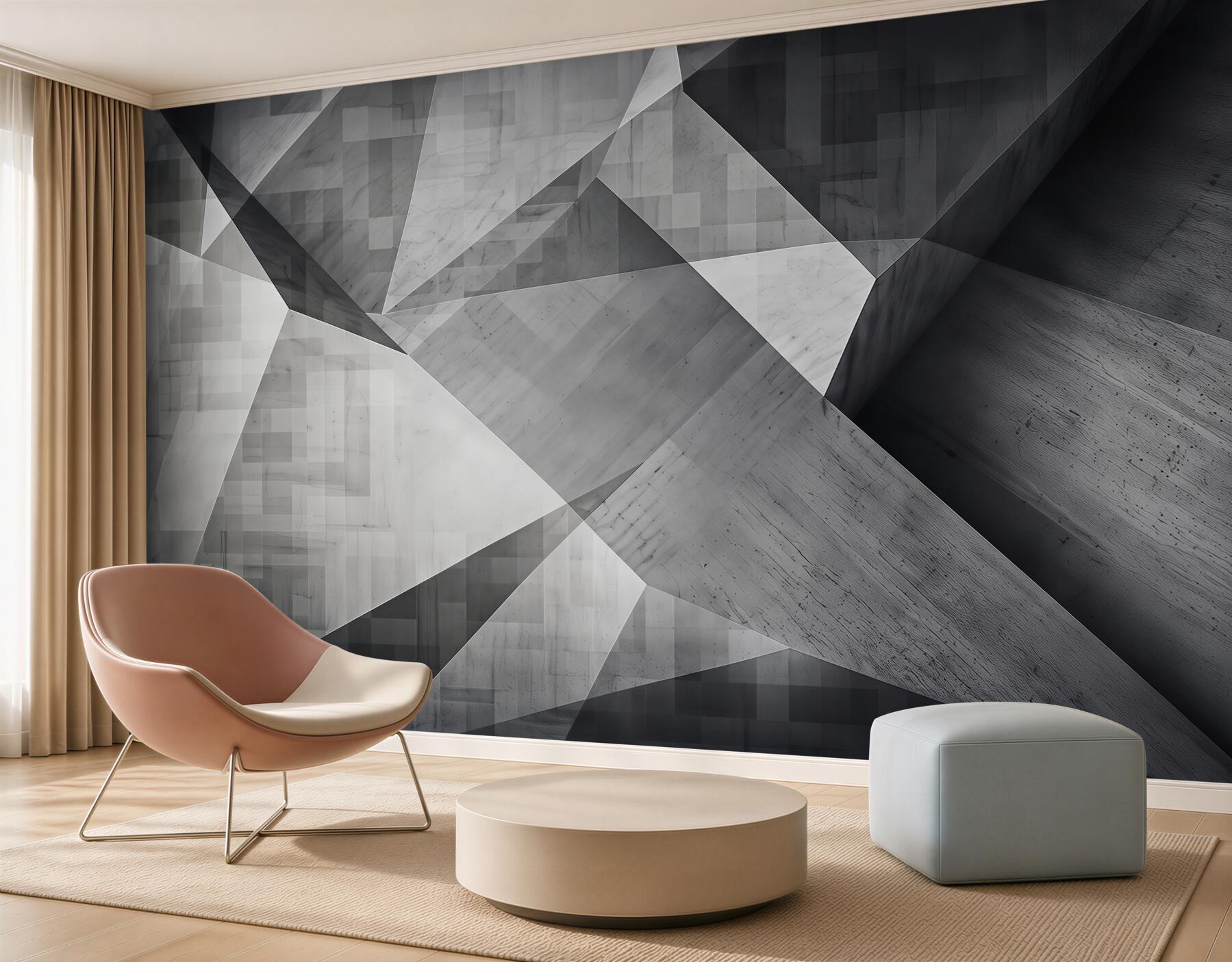 Fototapeta geometryczna abstrakcja szaro beżowa do nowoczesnego wnętrza