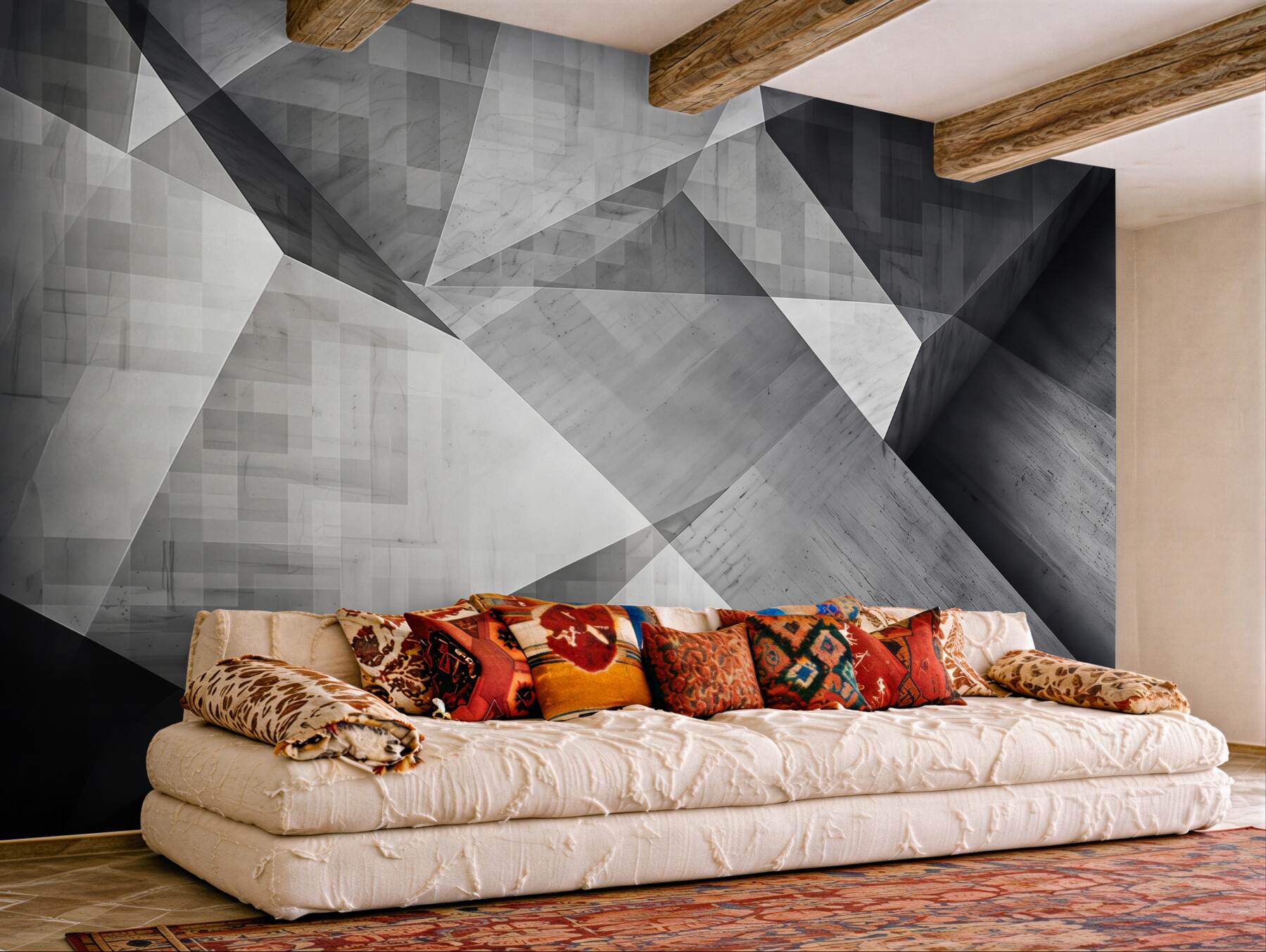 Fototapeta geometryczna abstrakcja szaro beżowa do nowoczesnego wnętrza?v23