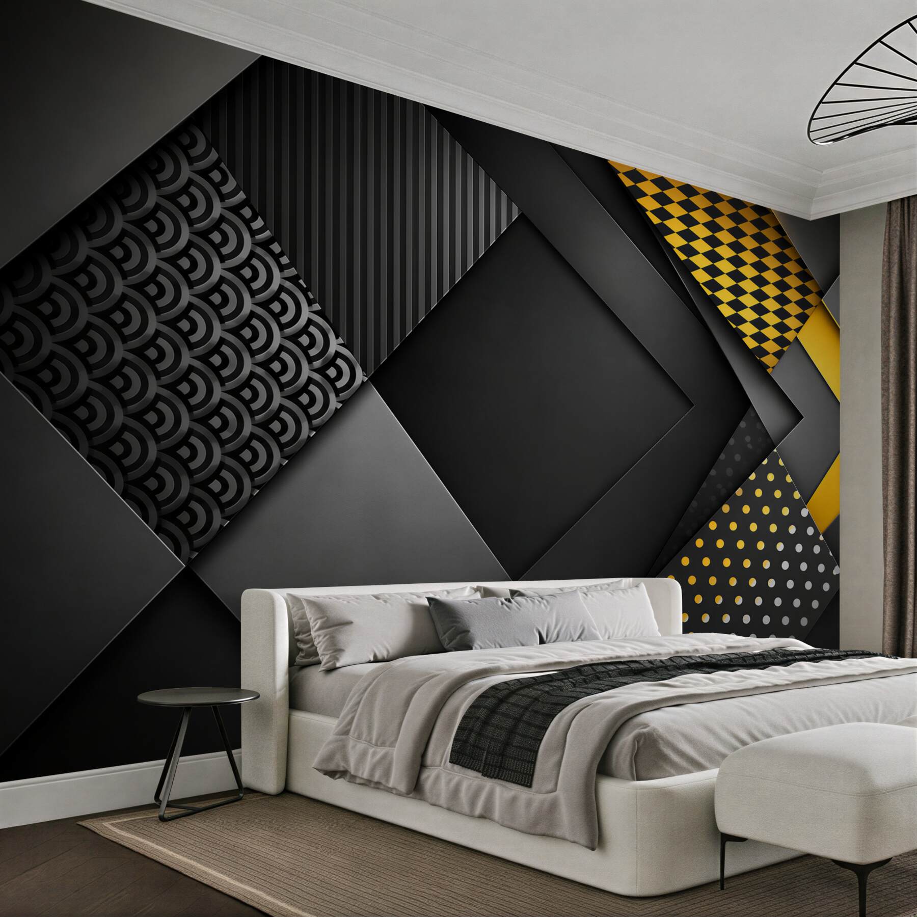 Fototapeta czarna geometria ze złotymi liniami nowoczesna elegancja?v23