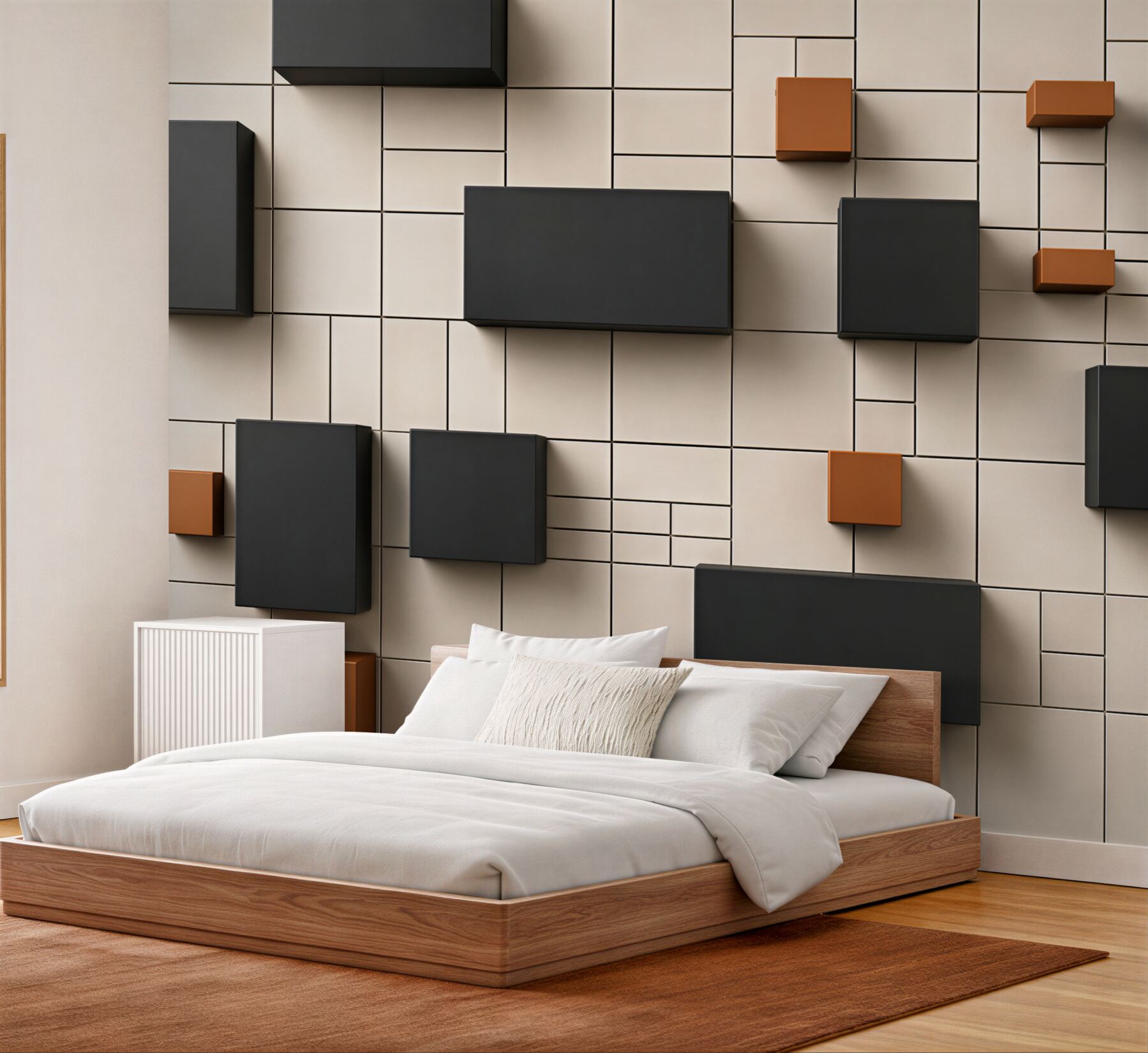 Fototapeta geometryczne bryły 3D szaro pomarańczowe nowoczesne?v23