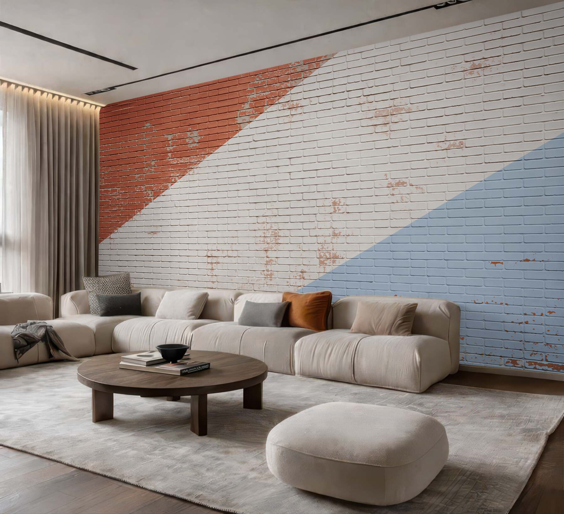 Fototapeta geometryczne pasy beżowe kremowe i błękitne nowoczesna minimalistyczna?v23