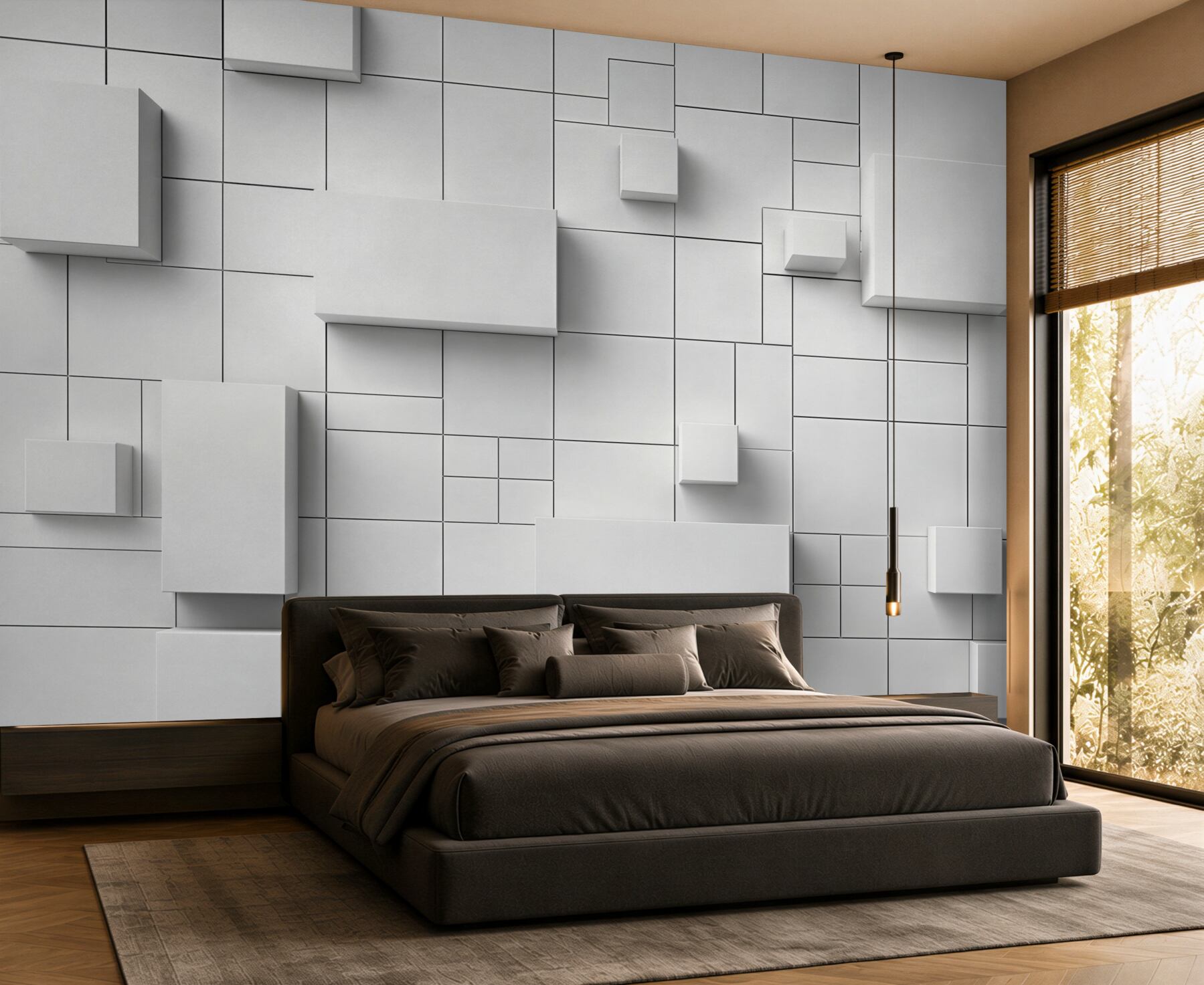 Fototapeta geometryczne białe panele 3D nowoczesna abstrakcja?v23
