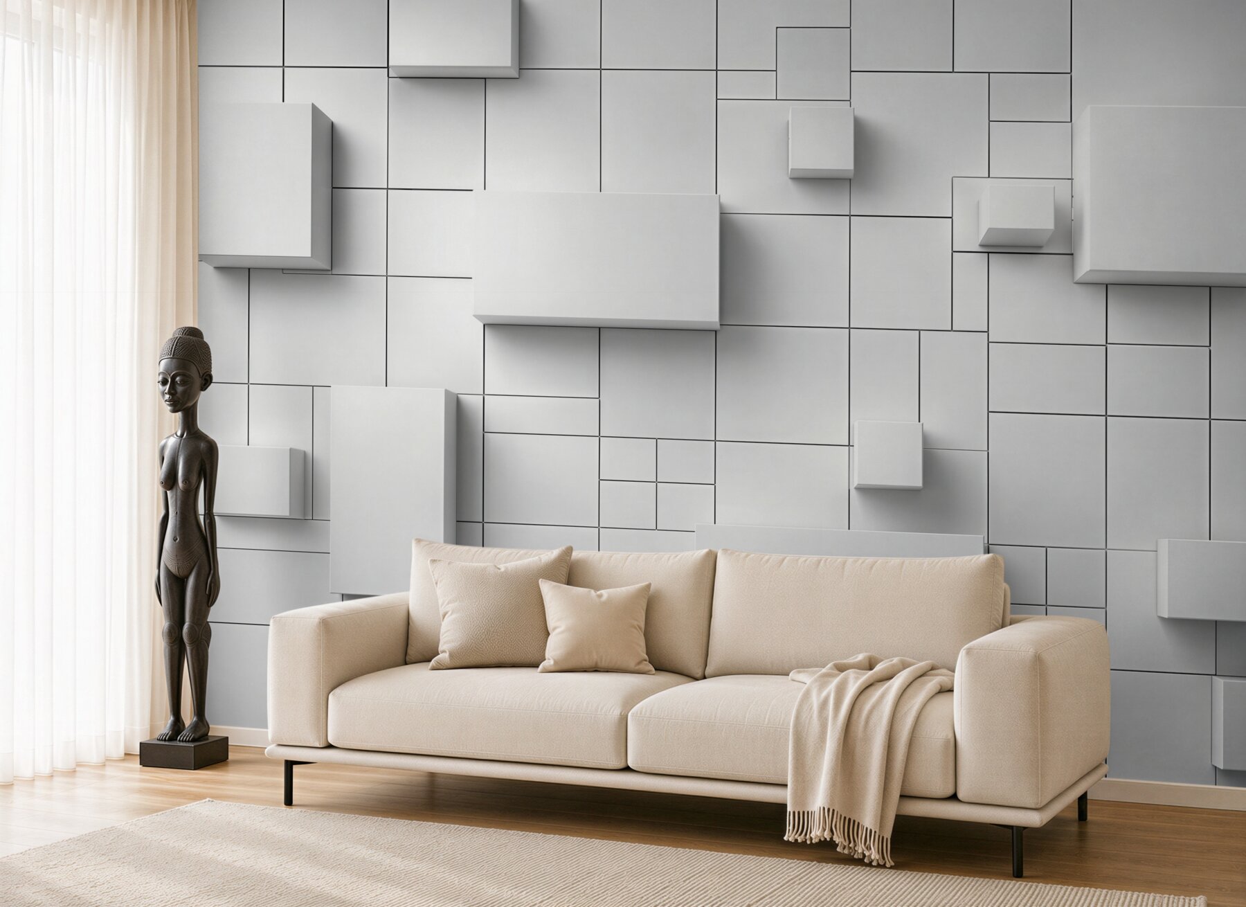 Fototapeta geometryczne białe panele 3D nowoczesna abstrakcja?v23