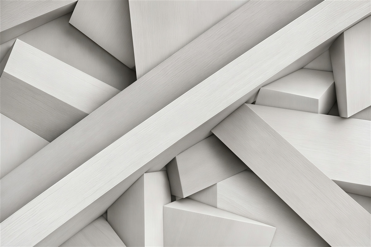 Fototapeta abstrakcyjne geometryczne bryły beżowe 3D do nowoczesnego wnętrza