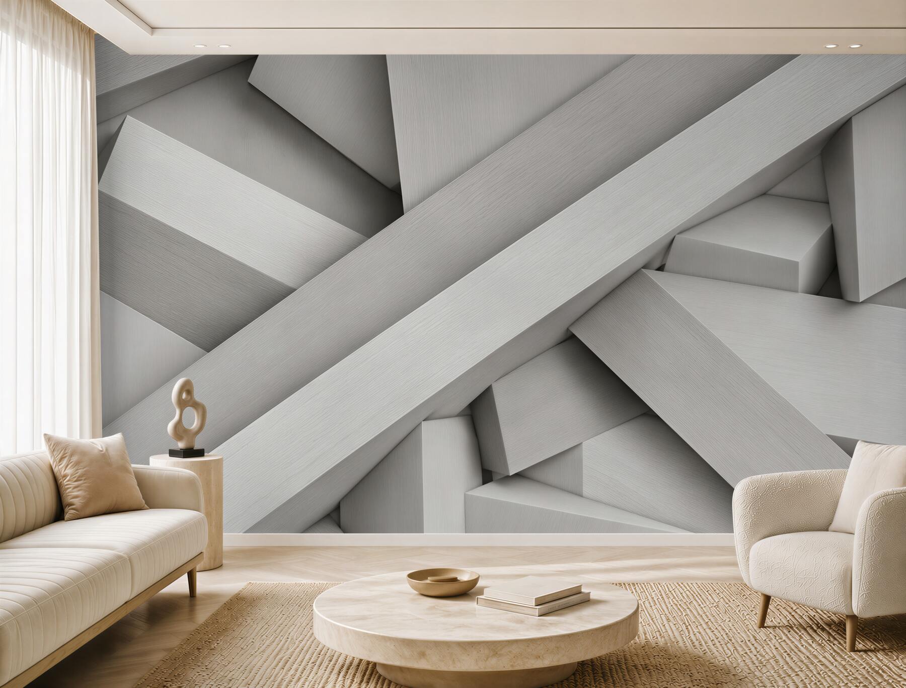 Fototapeta abstrakcyjne geometryczne bryły beżowe 3D do nowoczesnego wnętrza