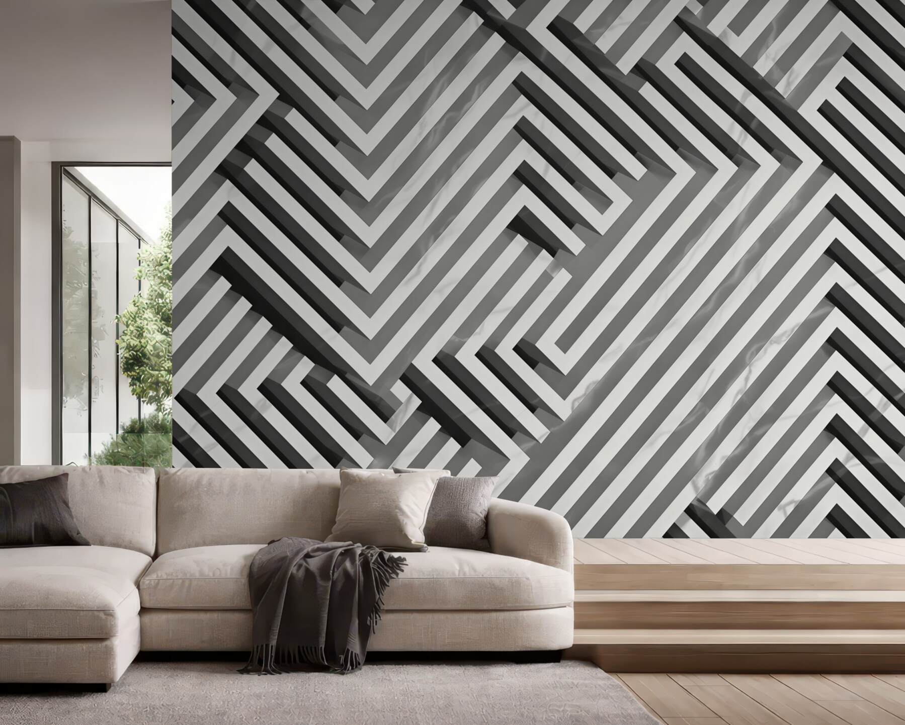 Fototapeta geometryczna beżowa 3D z marmurowym wzorem nowoczesna?v23