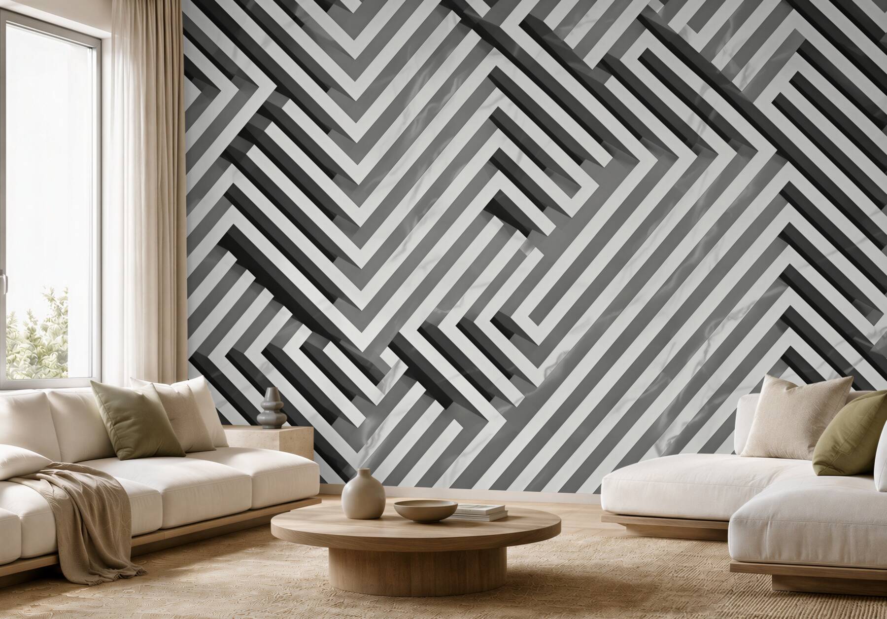 Fototapeta geometryczna beżowa 3D z marmurowym wzorem nowoczesna