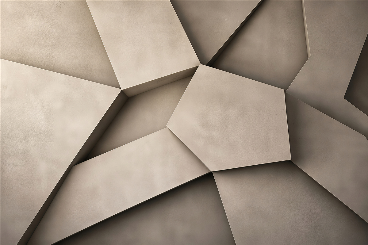 Fototapeta geometryczne panele 3D beżowe nowoczesna abstrakcja do salonu