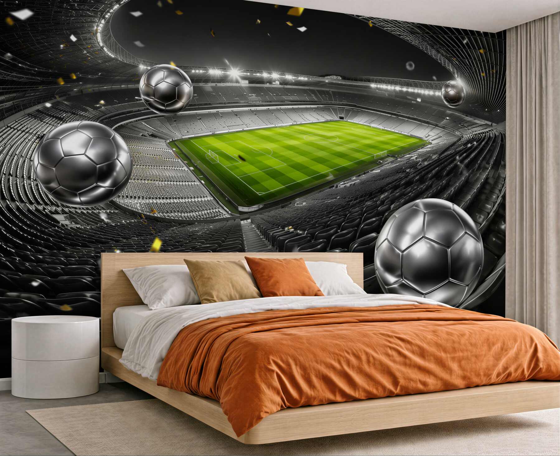 Fototapeta piłki nożne na stadionie jasna nowoczesna do pokoju chłopca?v23