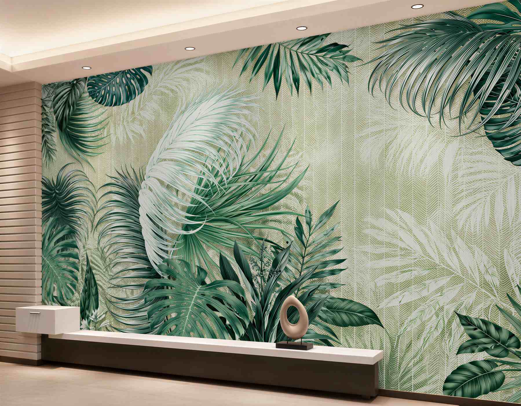 Fototapeta liście tropikalne zielone monstera i palma na jasnym tle?v23