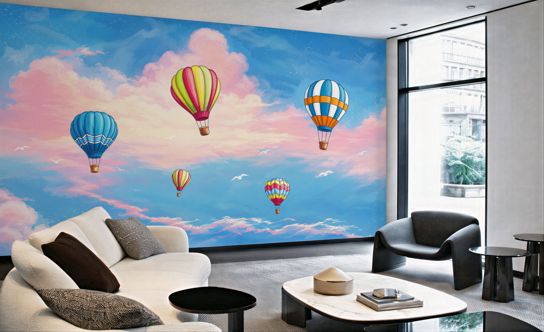 Fototapeta balony na gorące powietrze nad morzem o wschodzie słońca?v23