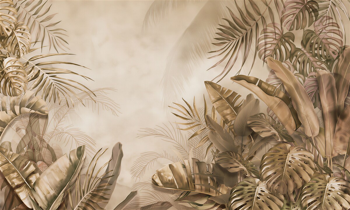 Fototapeta palma i monstera w dżungli