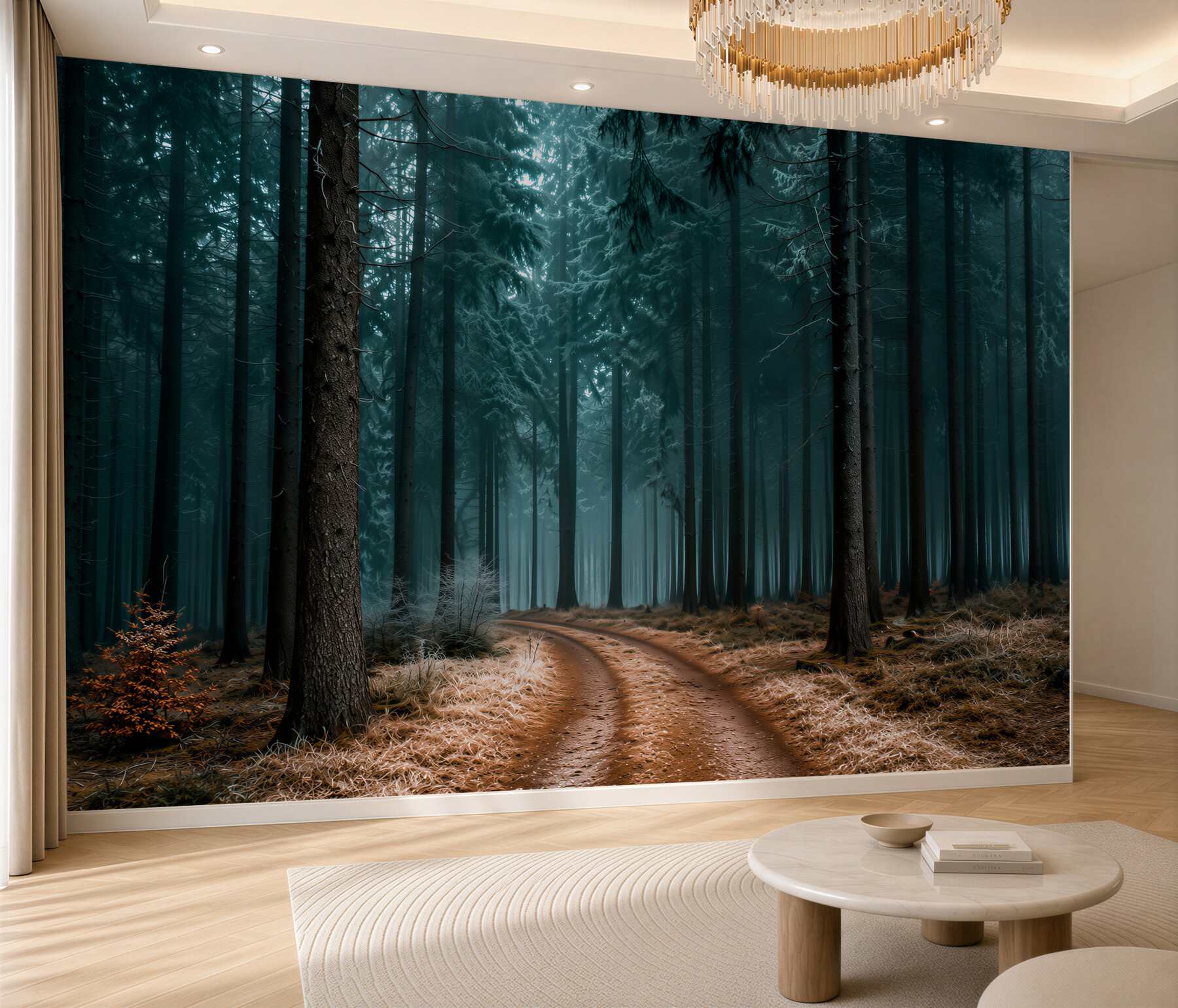 Fototapeta kochanie w gęstym lesie mgły