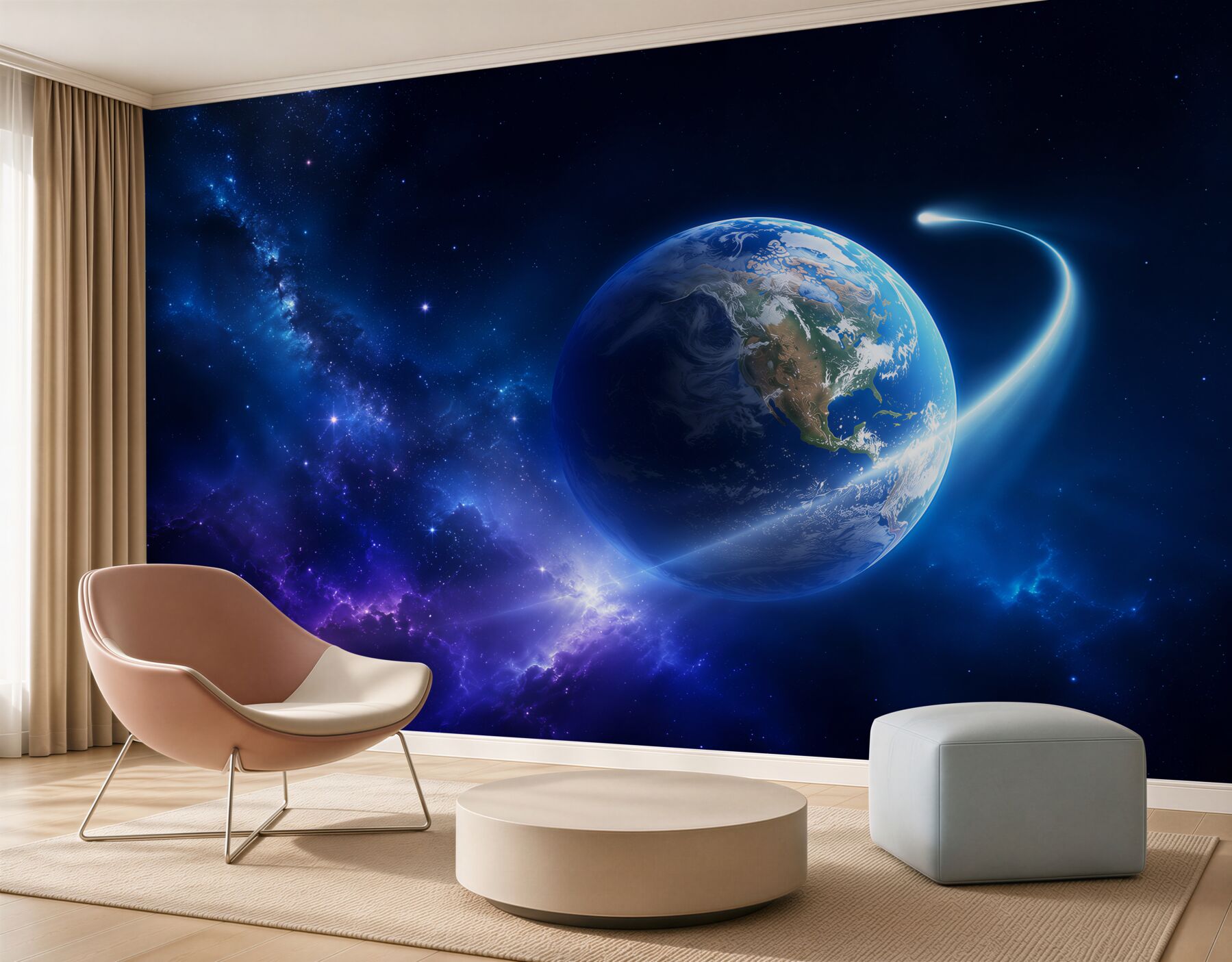 Fototapeta planeta Ziemia w nieskończonej przestrzeni