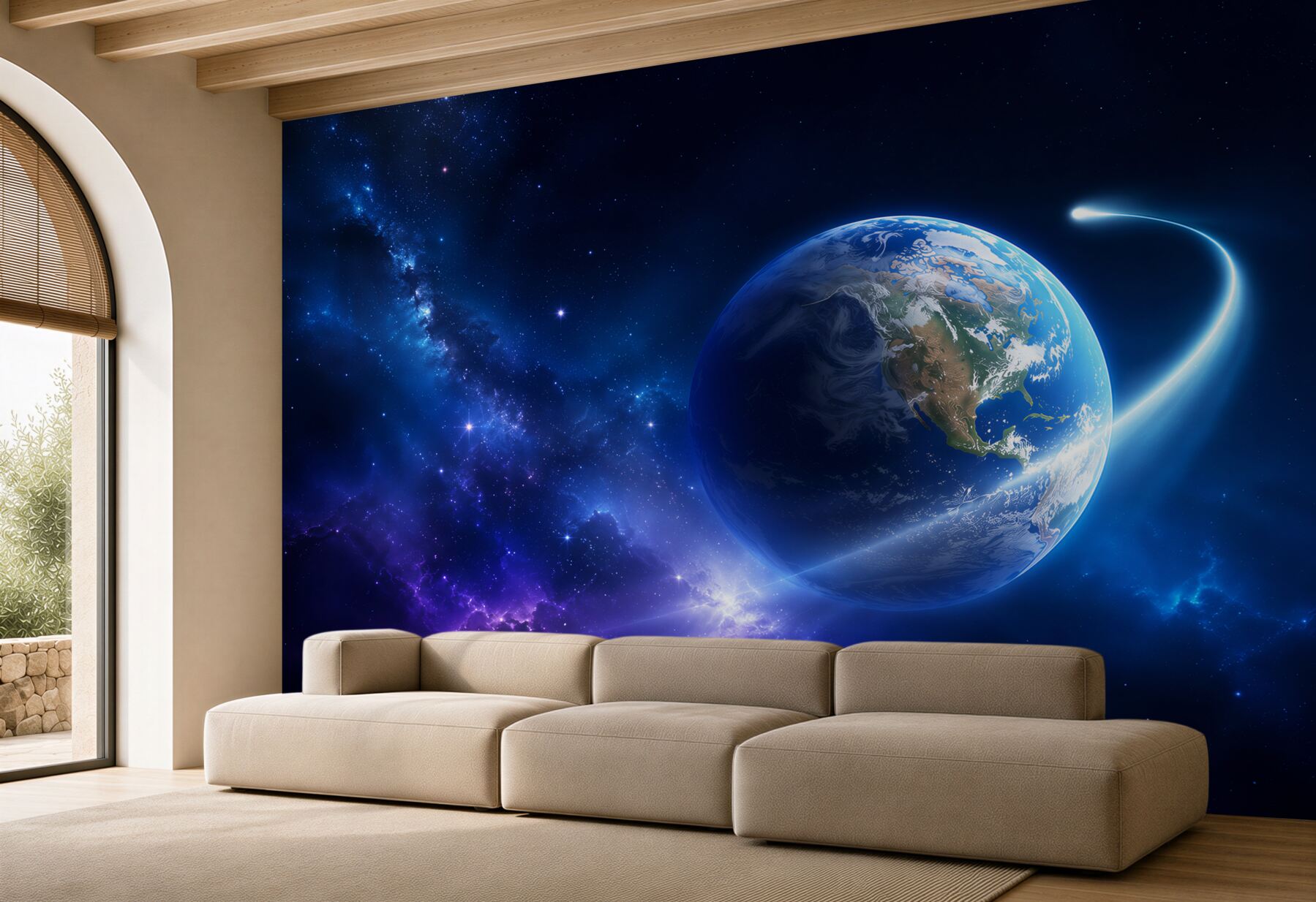 Fototapeta planeta Ziemia w nieskończonej przestrzeni?v23