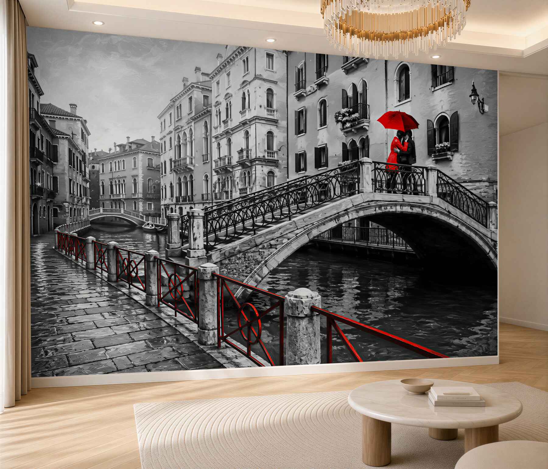 Fototapeta para na moście w Wenecji czarno-biało