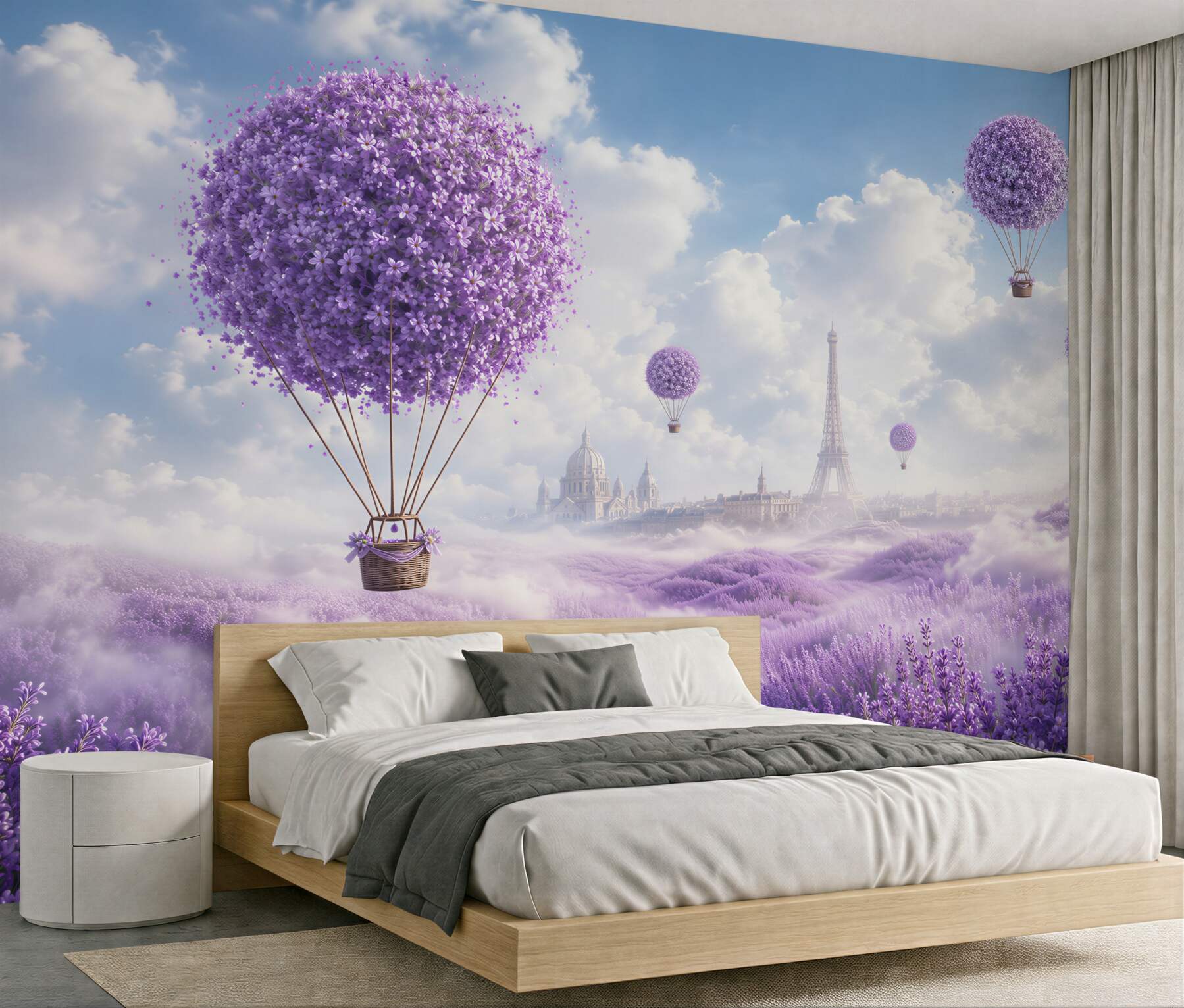 Fototapeta pole lawendy i balony