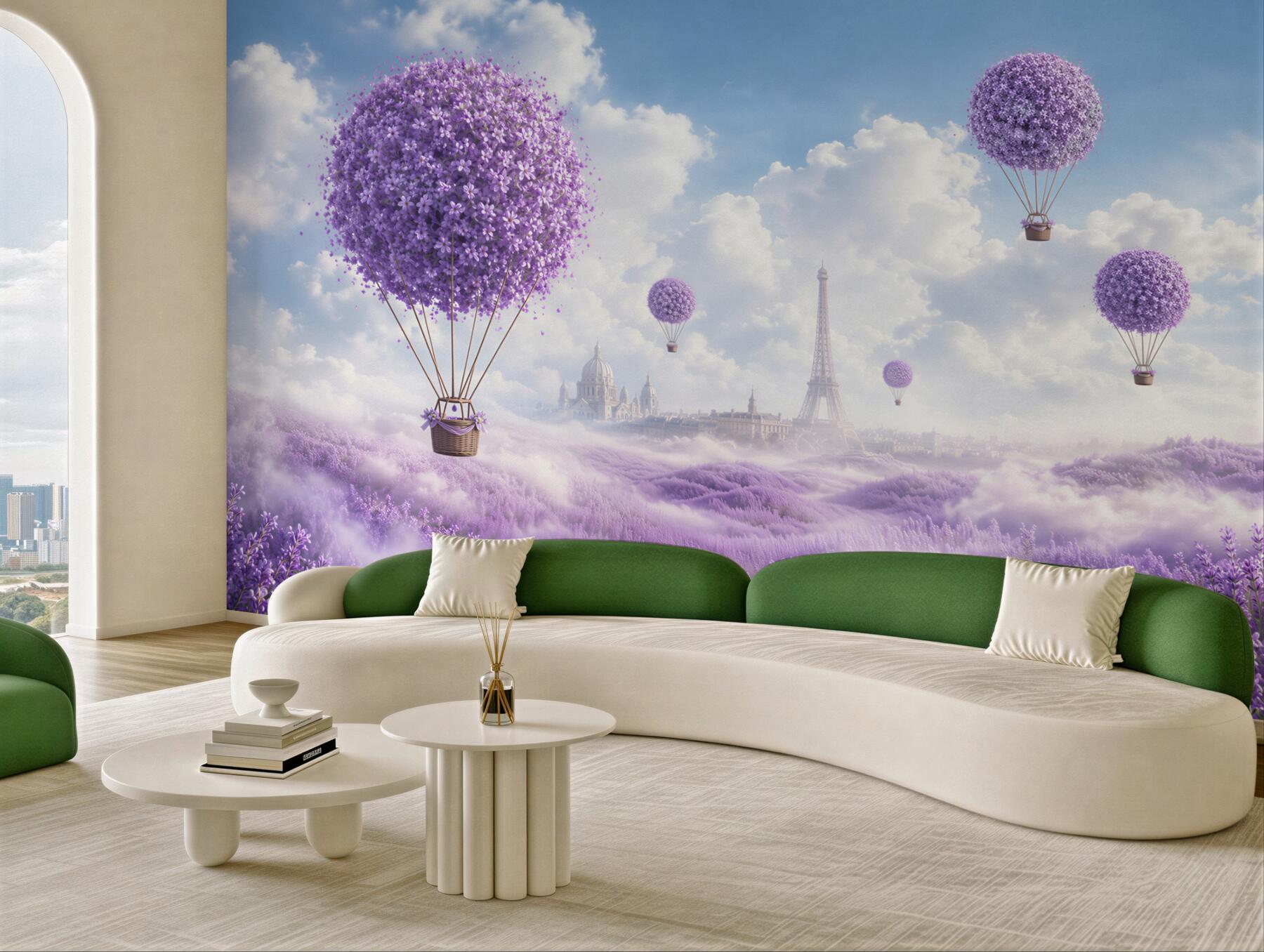 Fototapeta pole lawendy i balony?v23