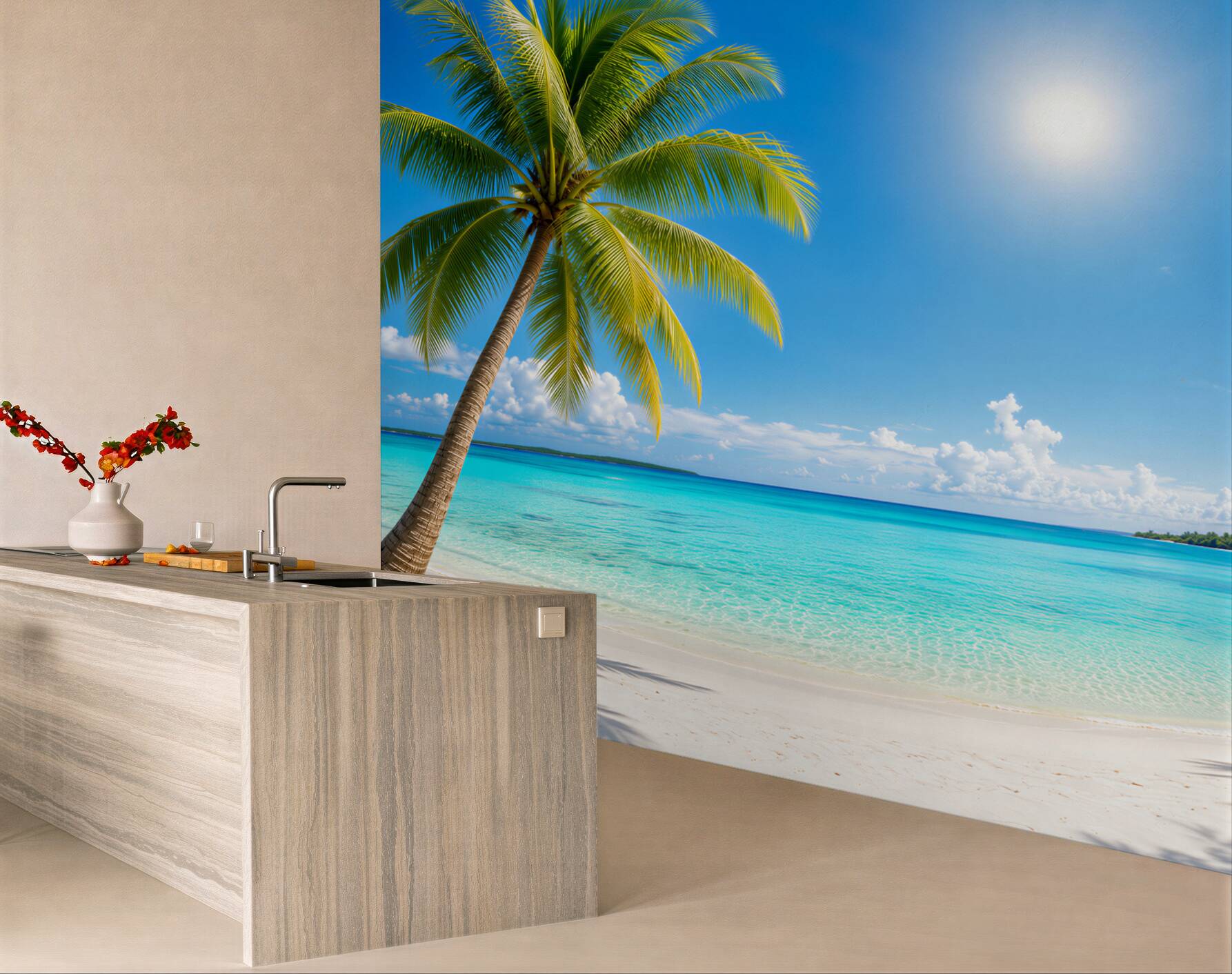 Fototapeta Piaszczysta plaża z palmami?v23
