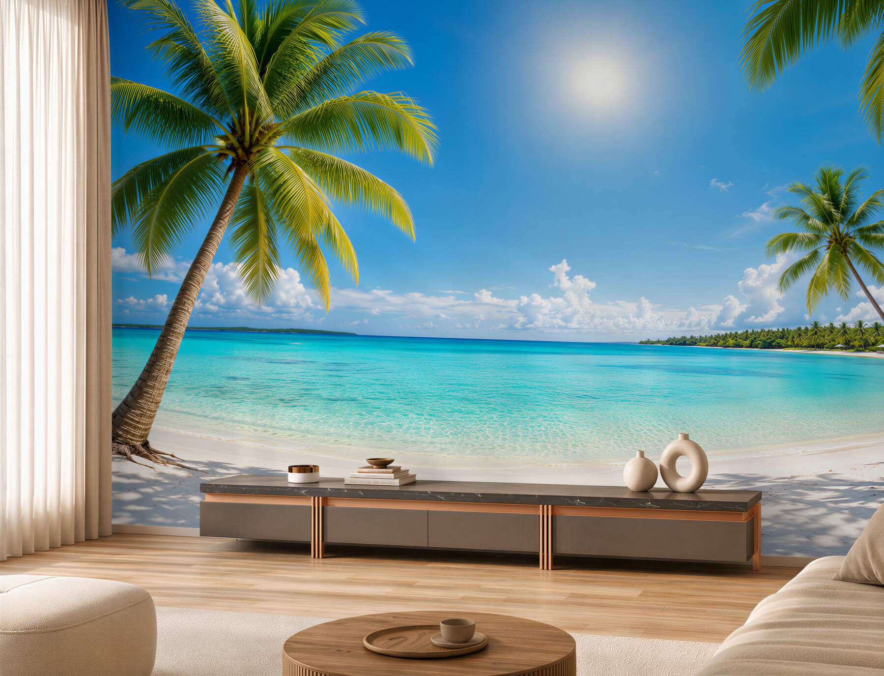 Fototapeta Piaszczysta plaża z palmami