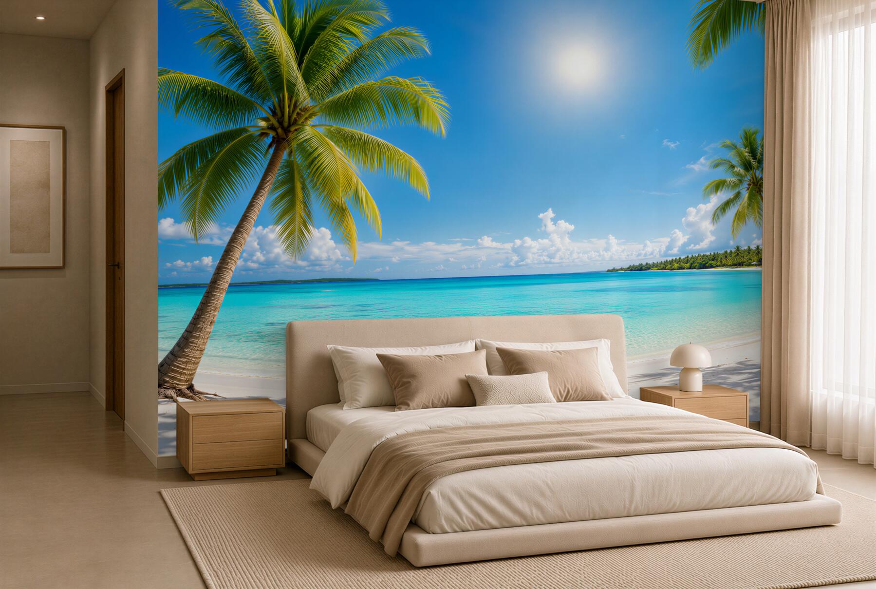 Fototapeta Piaszczysta plaża z palmami?v23