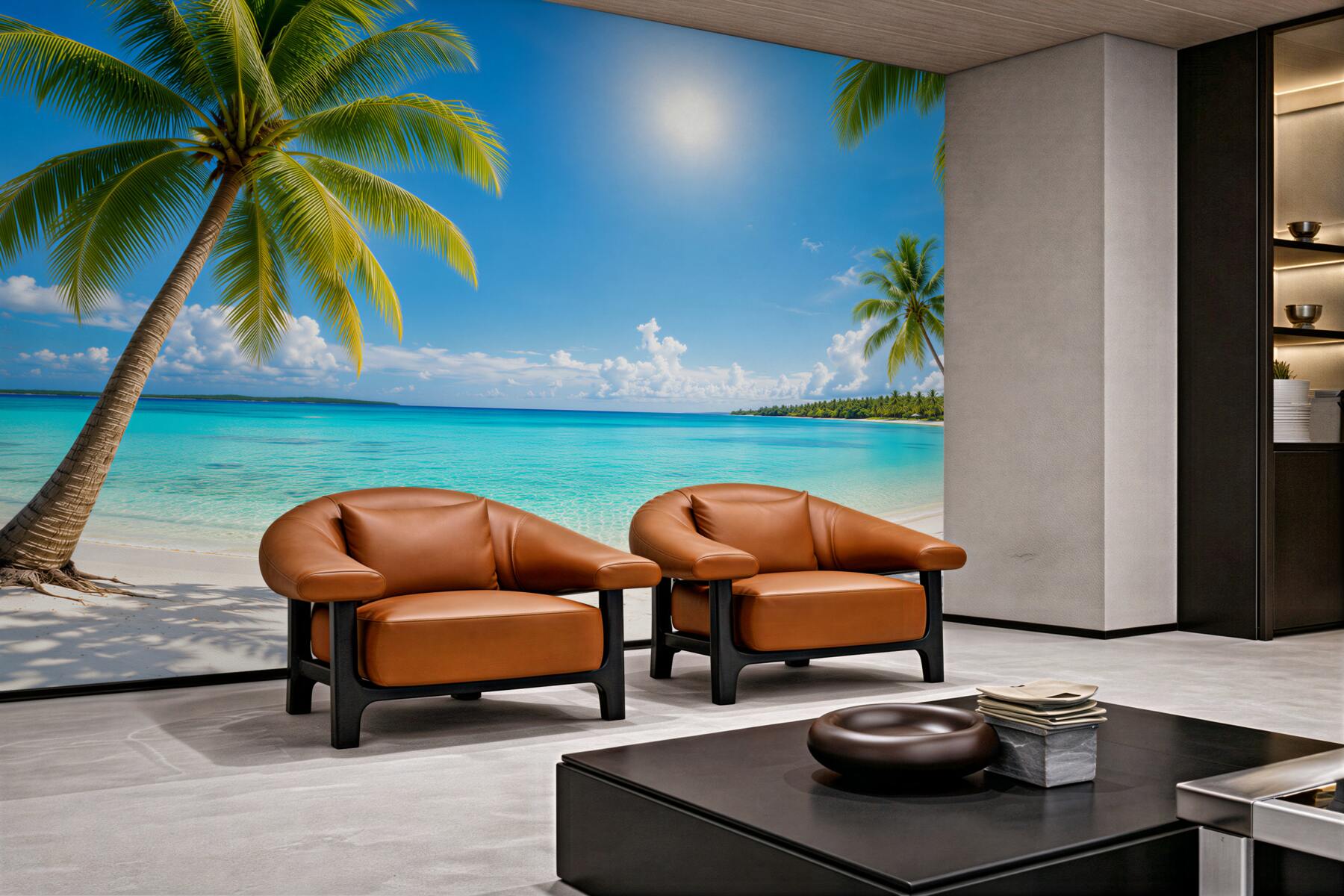 Fototapeta Piaszczysta plaża z palmami?v23