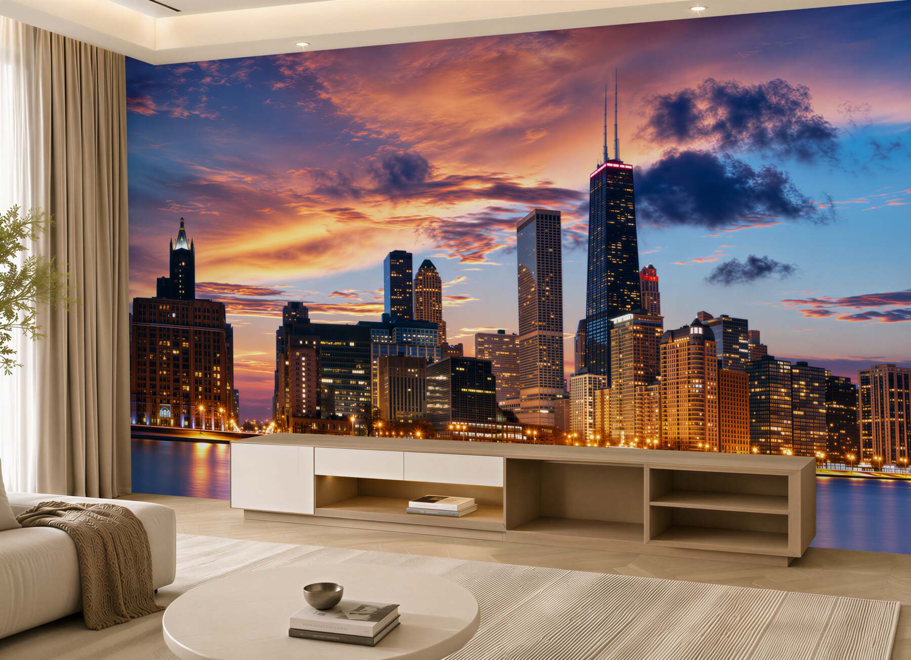 Fototapeta zachód słońca nad Chicago, Illinois?v23