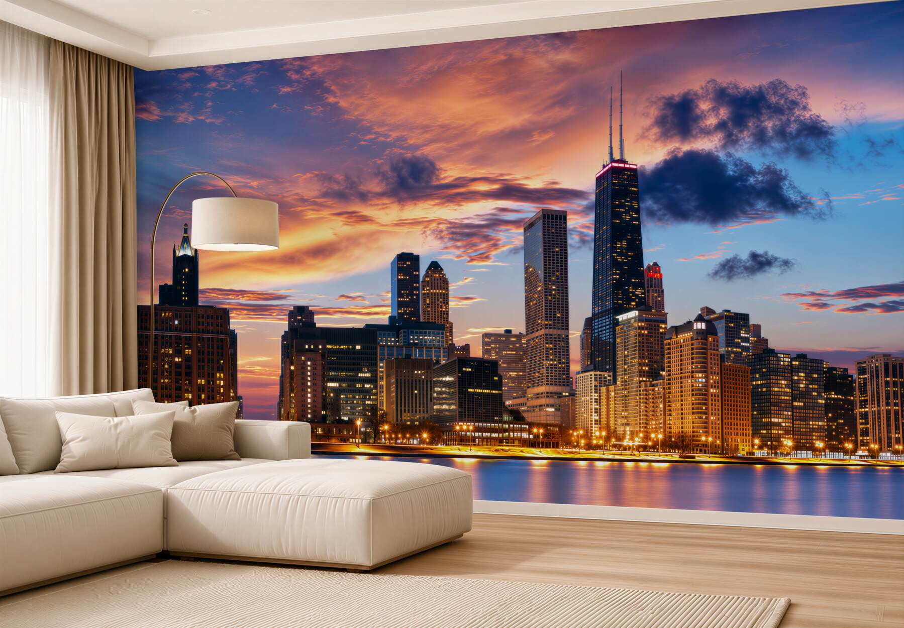 Fototapeta zachód słońca nad Chicago, Illinois