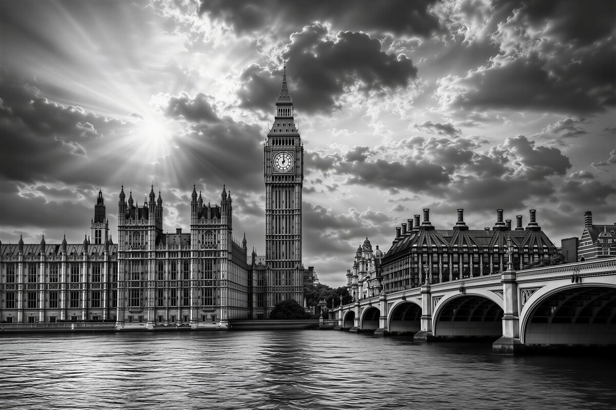 Fototapeta Big Ben czarno-biały Londyn