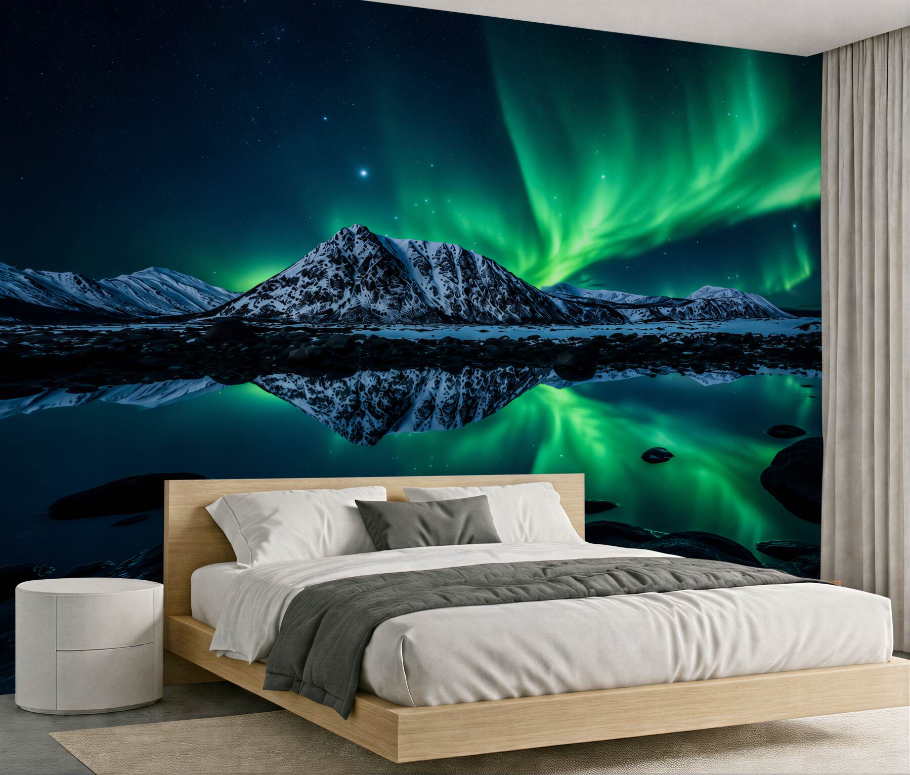 Fototapeta niesamowita zorza polarna nad wodą