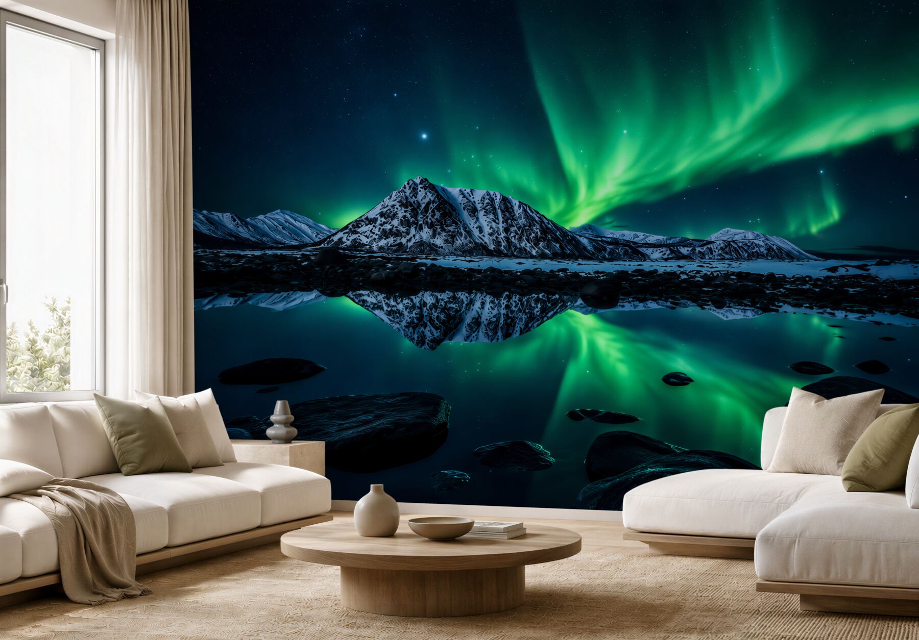 Fototapeta niesamowita zorza polarna nad wodą?v23
