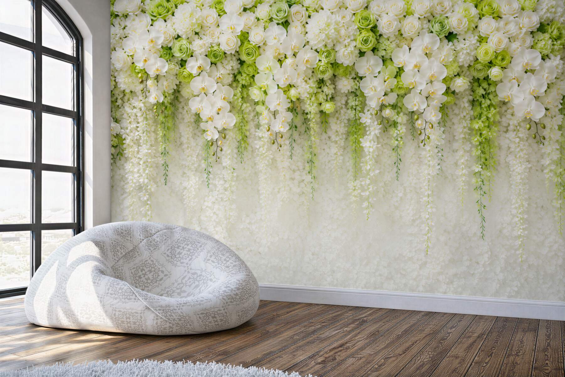 Fototapeta białe gałęzie orchidei i różne róże?v23