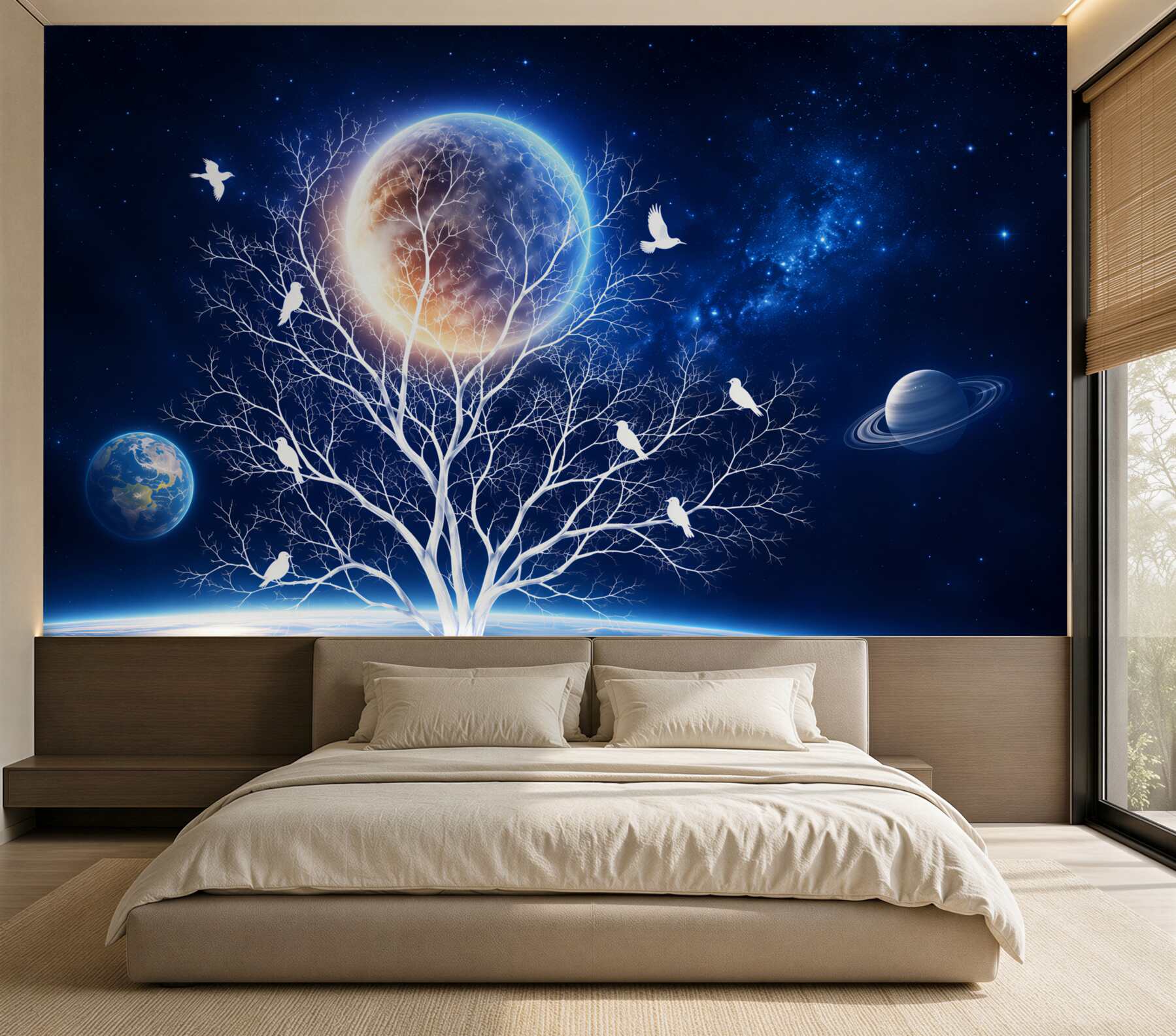 Fototapeta drzewo świata na nocnym niebie