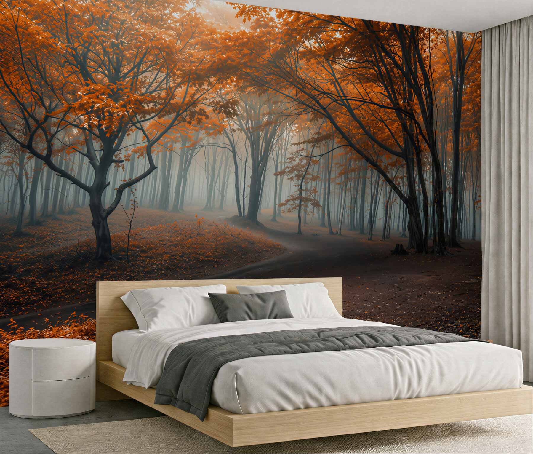 Fototapeta ścieżka w jesiennym mglistym lesie?v23