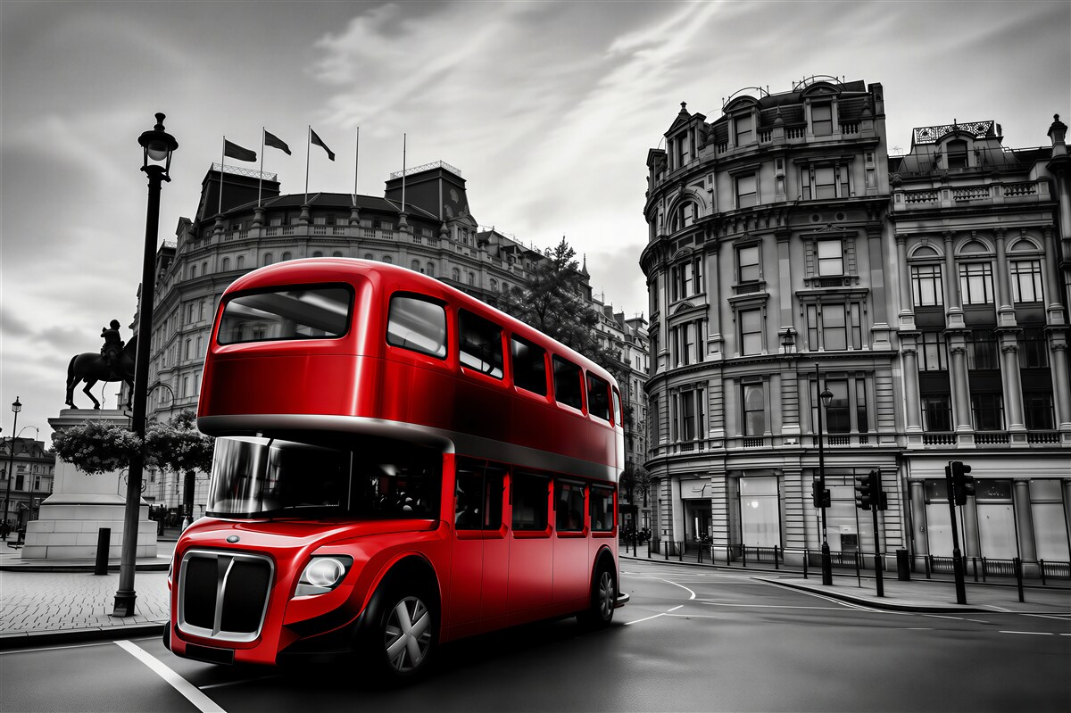 Fototapeta Londyński autobus na ulicy miejskiej