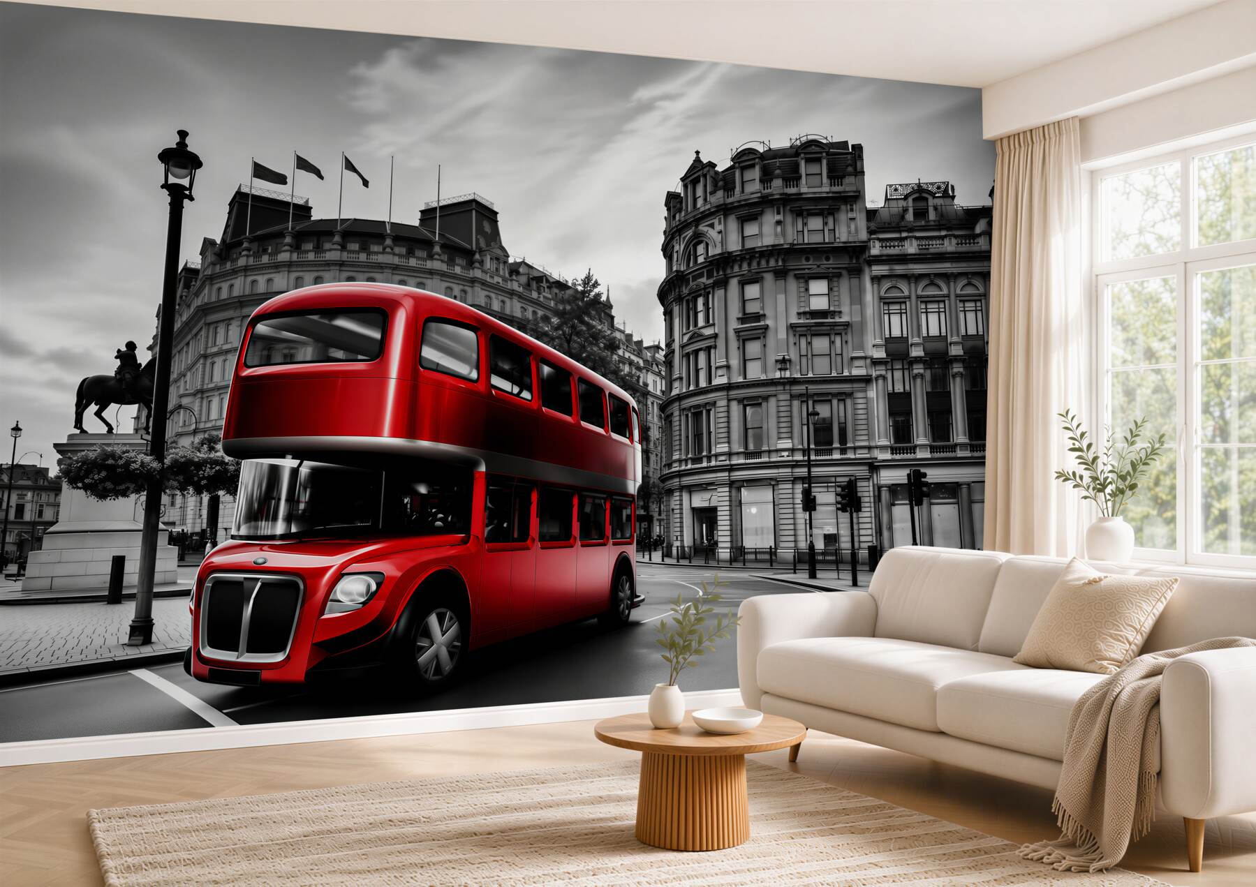 Fototapeta Londyński autobus na ulicy miejskiej