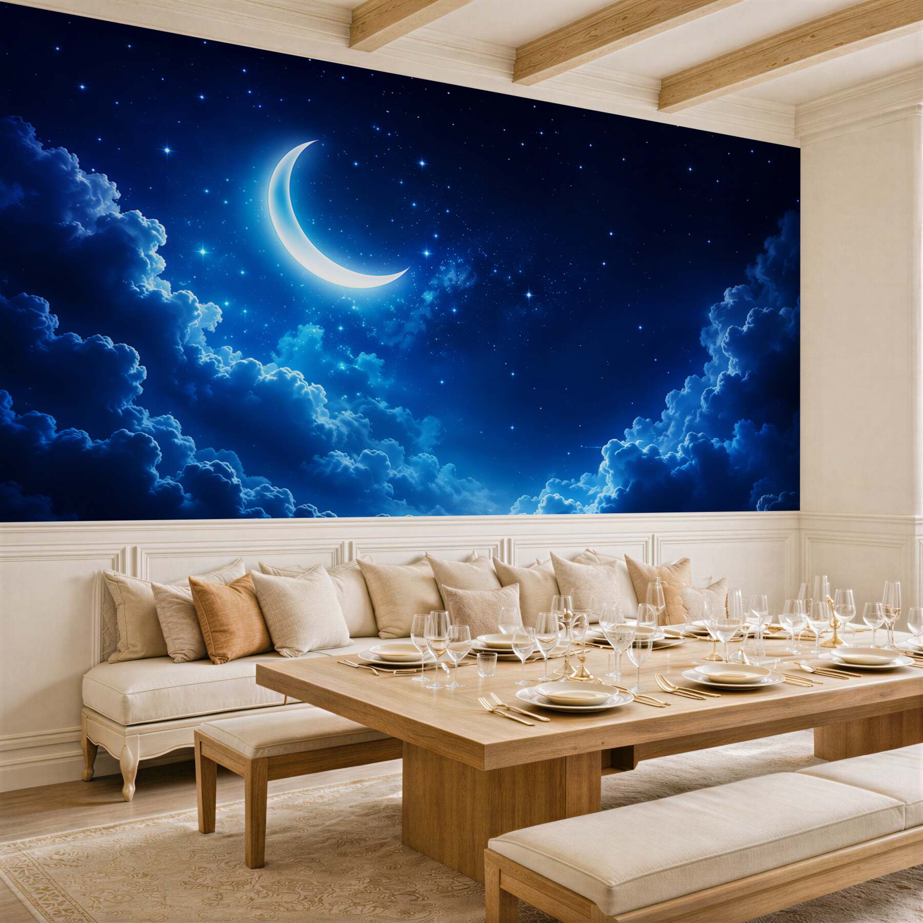 Fototapeta czarodziejski księżyc unosi się nad nocnymi chmurami?v23